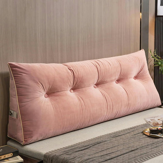 AMNOOL Large Triangular Headboard Pillow Wedge Reading Bed Rest Pillow Solid Color Backrest for Daybed Bunk Bed Positioning Support Cushion with Removable Cover, Pink1
