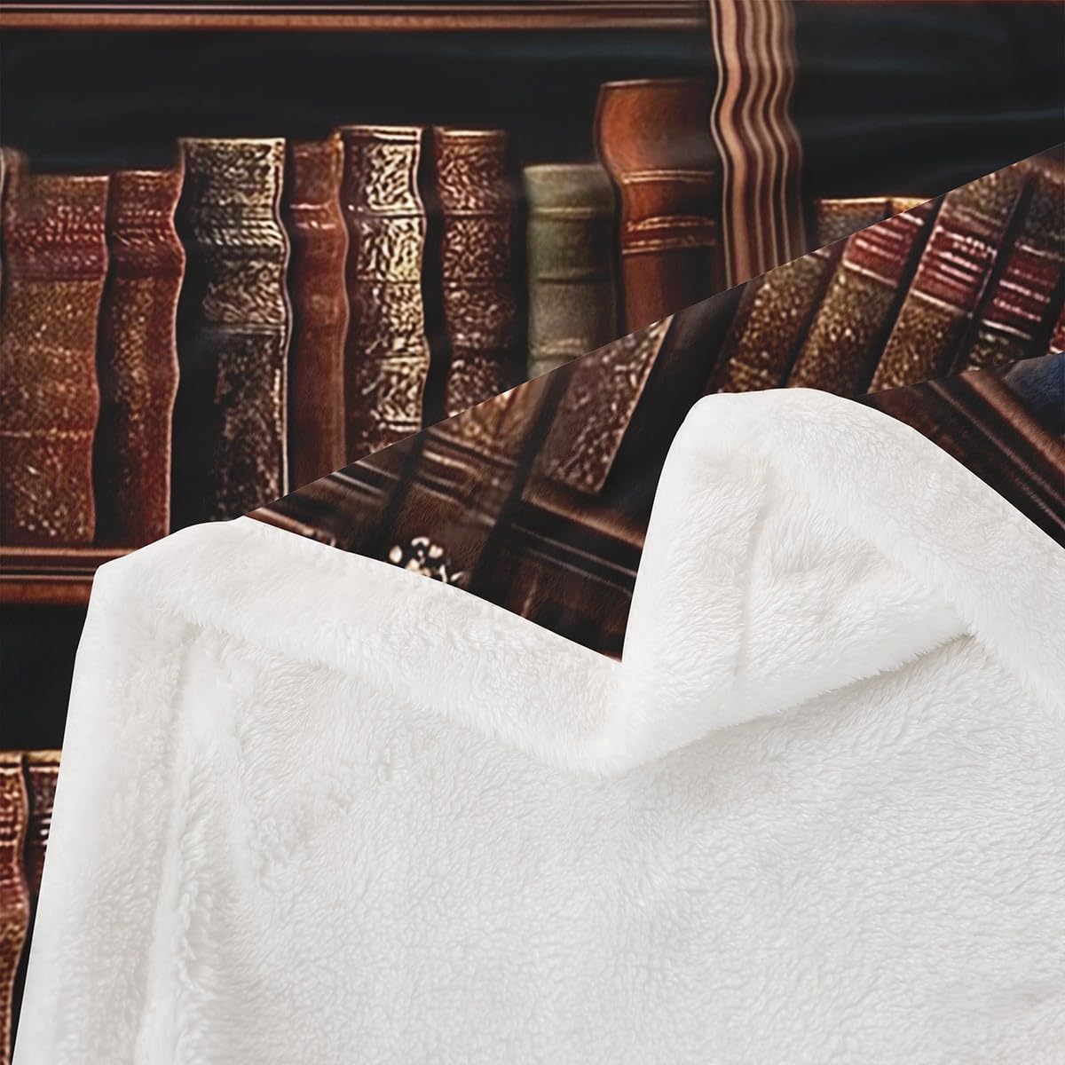 Book Throw Blanket,Reading Theme Bed Blankets Kids Teens Chair Sofa Bed Decor,Vintage Bookshelf Fleece Blanket Rustic Brown Fuzzy Blanket,50"×60"