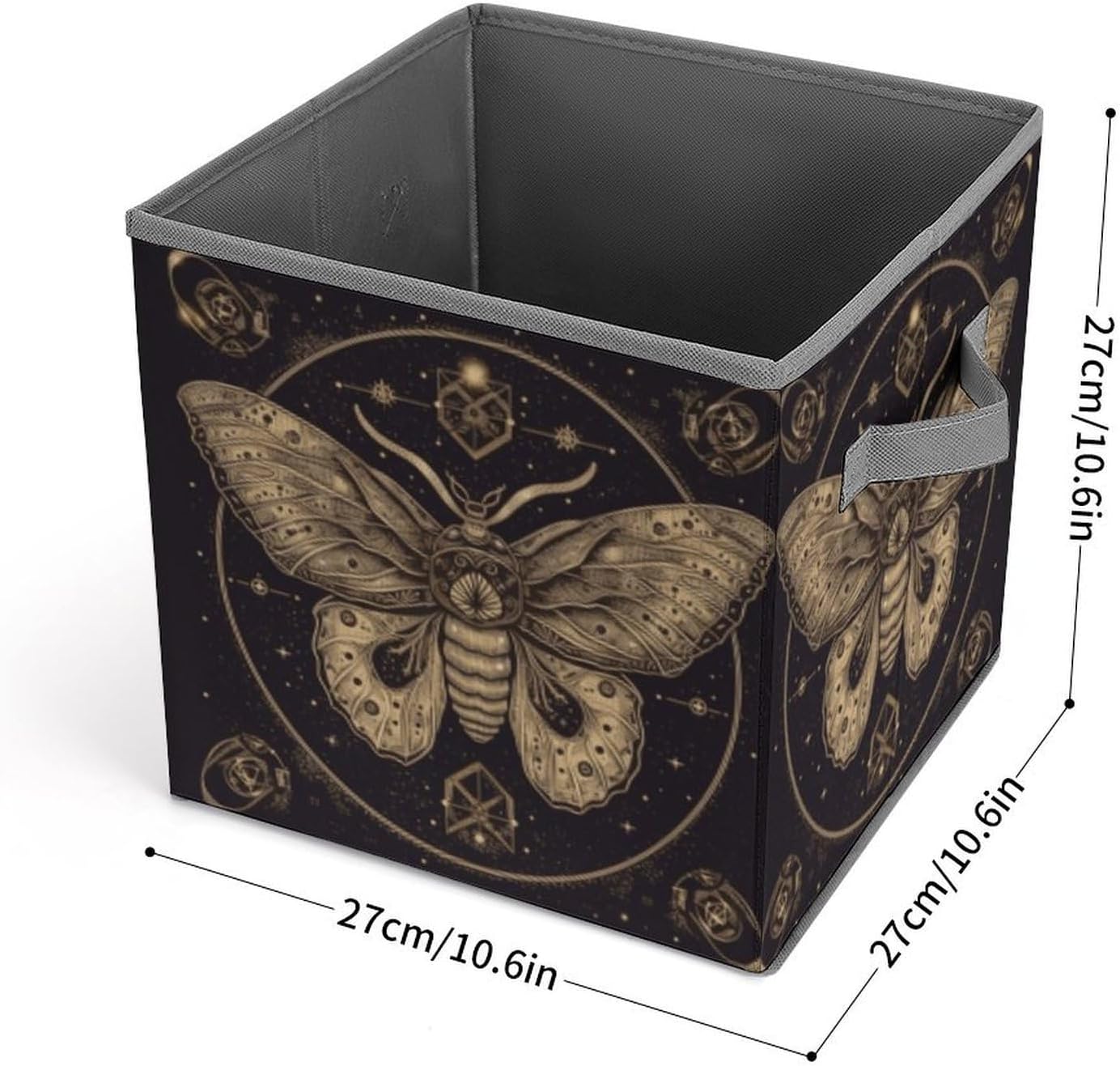 Moth Storage Bins with Handles Fashion Large Storage Cubes Sturdy Foldable Storage Boxes Space-Saving Storage Baskets for Home Office Clothes Closet Organizers