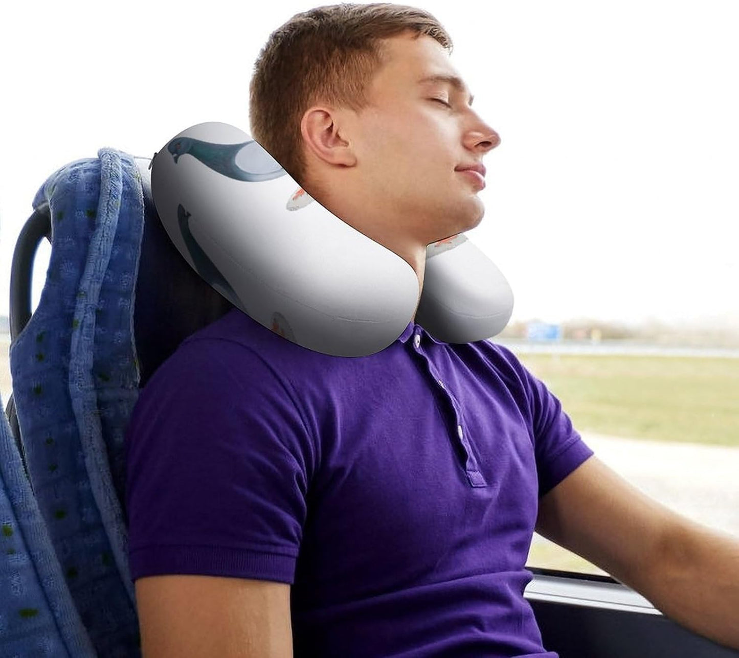 Pigeon Neck Pillow Memory Foam U Shaped Pillows Portable Pillows for Shoulder Travel Head Support Pillow with Concealed Zipper for Airplane Car Home Office