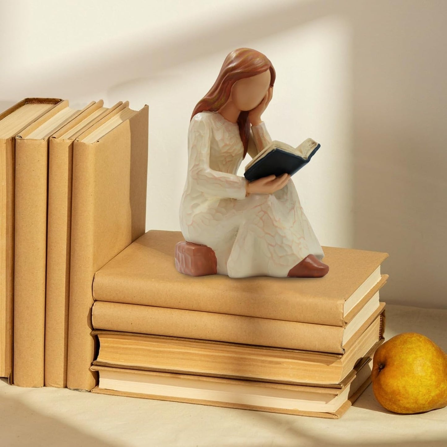 Book Lover Gifts for Women Figurine – Resin Reading Statue for Readers, Librarians, Students & Teachers, Bookshelf Home Decor, Book Accessories, Graduation, Christmas & Valentine’s Day Gift