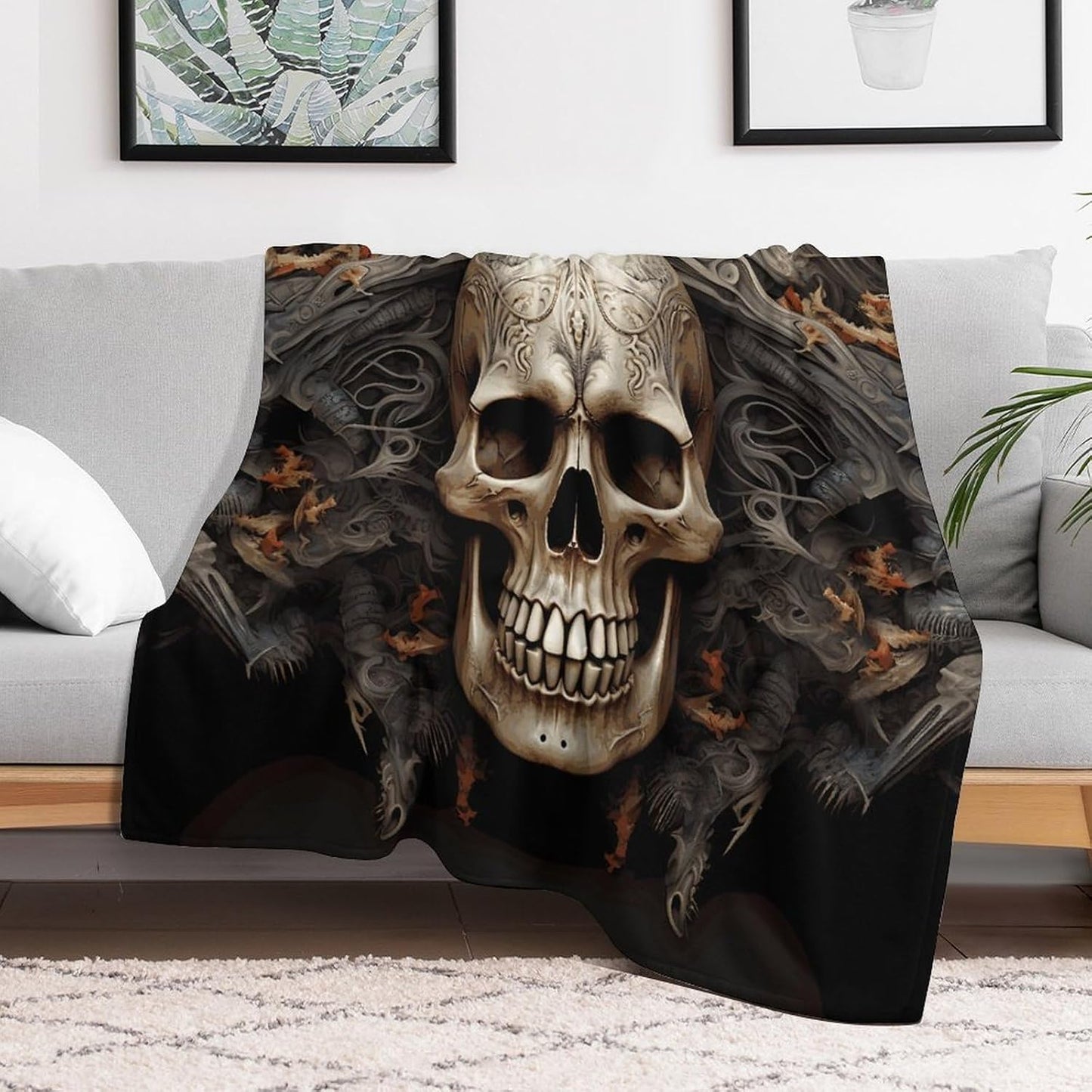 Skulls Blanket Super Soft Lightweight Throw Blanket Cute Cozy Warm Bed Blanket Decorative Fuzzy Blanket All-Season Home Decor Gift for Sofa Couch Living Room 50"*60"（130 * 150cm）