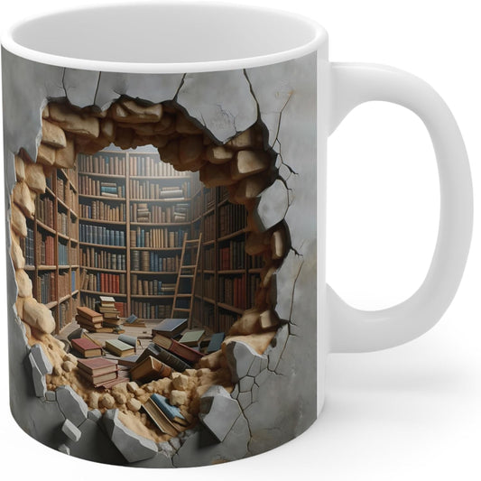 Library Bookshelf Mugs Bookish Gifts For Books Lovers Gifts For Book Lovers Women Bookshelf Coffee Mugs - Library Coffee Mug Gift Ideas Bookworm Gift For Reader, Writer (White Mug 11 Oz)