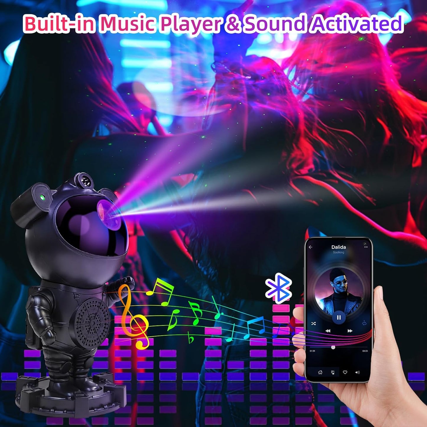 Star Projector Astronaut Galaxy Projector - Bluetooth Speaker, White Noise,Moon Nebula Night Light for Bedroom, 360° Adjustable,Timer and Remote, Star Galaxy Projectors for Kids Adult,Gift Choice