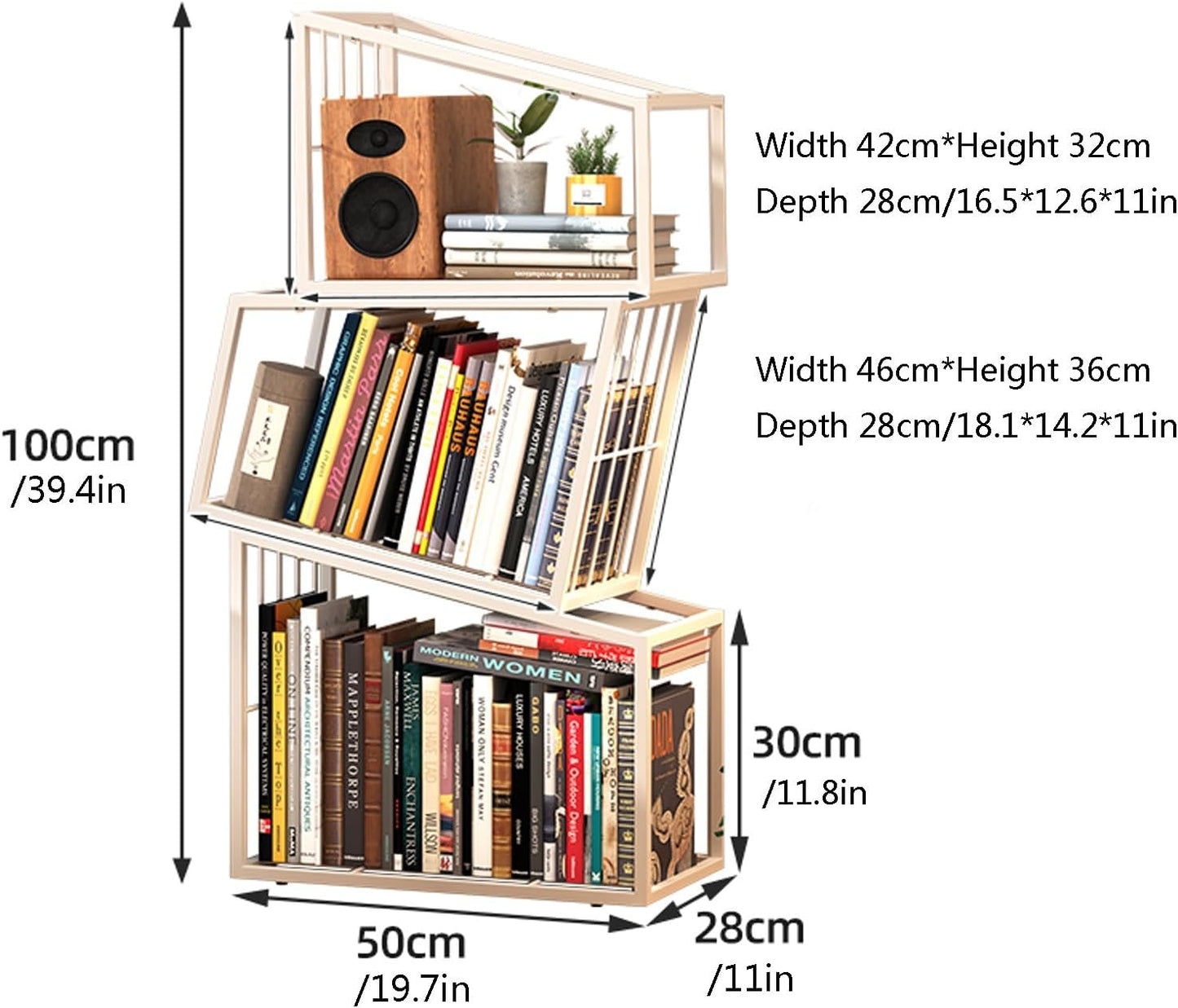 Simple Narrow Invisible Bookshel, Vertical Bookshelf for Home，Metal Bookshelf Tower,modern Open Bookshelf,tall Vertical Bookcase,Ideal Book invisible Floating Bookshelf,Multipurpose Storage Rack(White