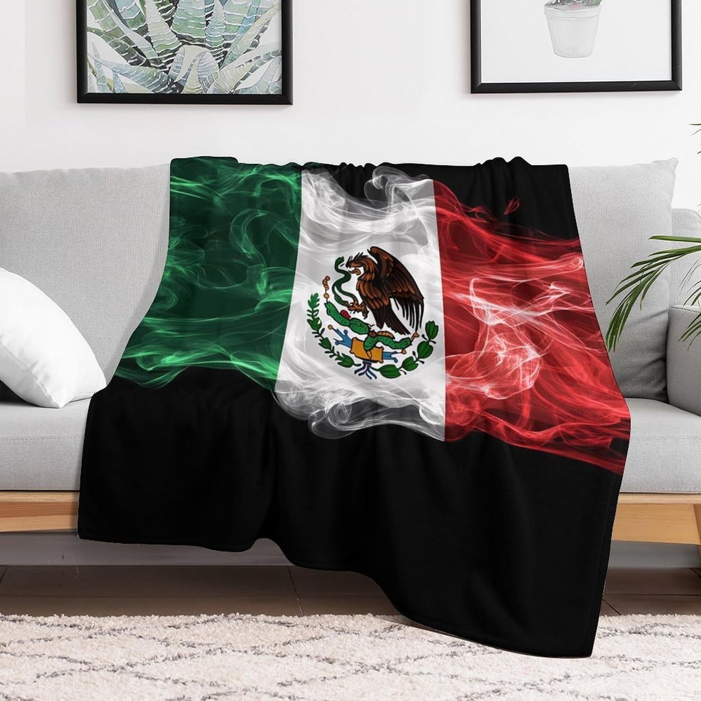 Mexico Mexican Fiag Throw Blanket for Couch Bed Plush Cozy Fuzzy Flannel Blanket for All Season 60"x80"