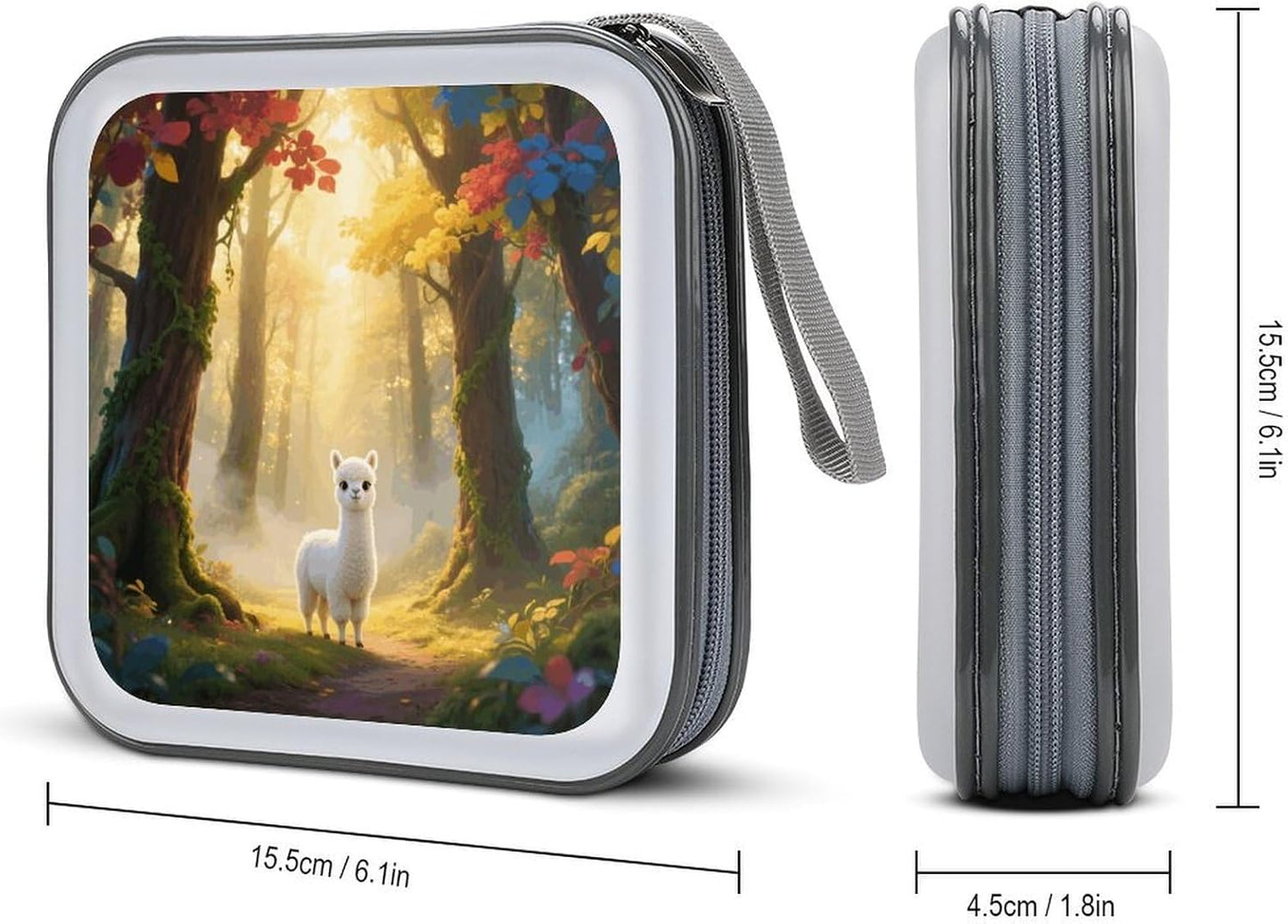 Llamazing Forest CD Case Portable Zipper CD Case 40 Capacity Hard Plastic DVD Cases Holder Large Storage Disc Wallet Bag for Car Home Travel DVD Collection Bag