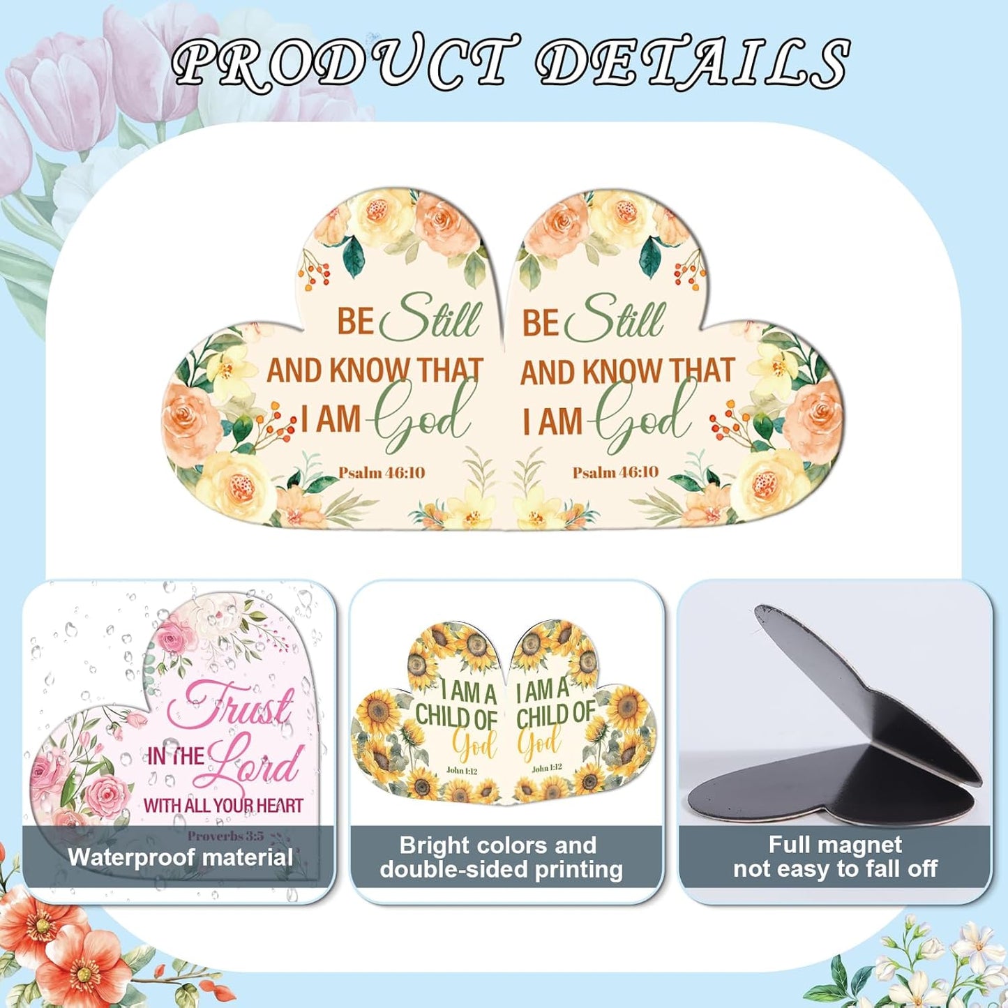 Christian Bible Magnetic Bookmarks Gifts - Wxiben 30 Pcs Inspirational Bookmarks for Women Bible Verses Floral Heart Book Mark Magnetic Page Clips Religious Gift for Church Reading Book Lovers Student