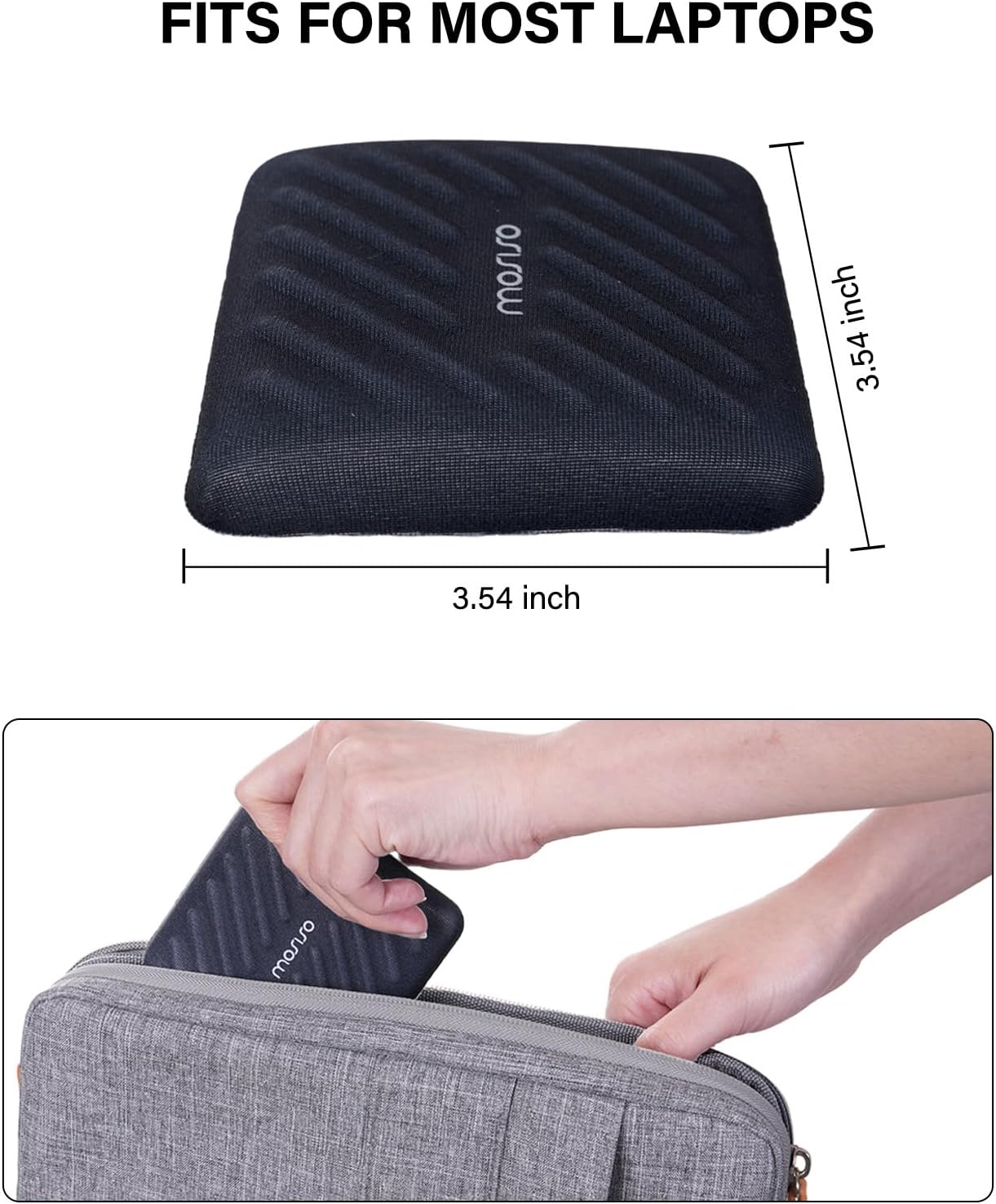 MOSISO Wrist Rest for Laptop, 2 Pcs Ergonomic Keyboard and Mouse Wrist Support Pads with Memory Foam, Non-Slip Base Square Elbow Pillow, Elbow Cushion Armrest Pad for Home Office, Black
