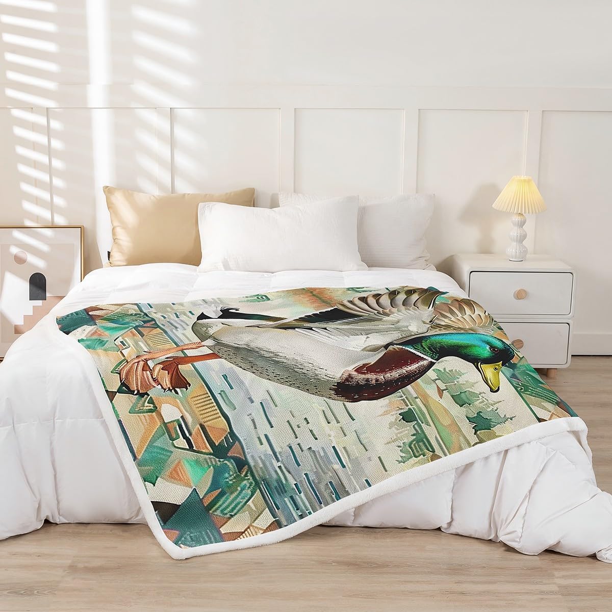 Feelyou Mallard Duck Plush Blanket Baby 30"x40" Cabin Lodge Rustic Hunting Sherpa Throw Blanket for Kids Boys Girls Teens Duck Cabin Cabin Gifts Rustic Home Decor Fleece Blanket Wild Fuzzy Blanket