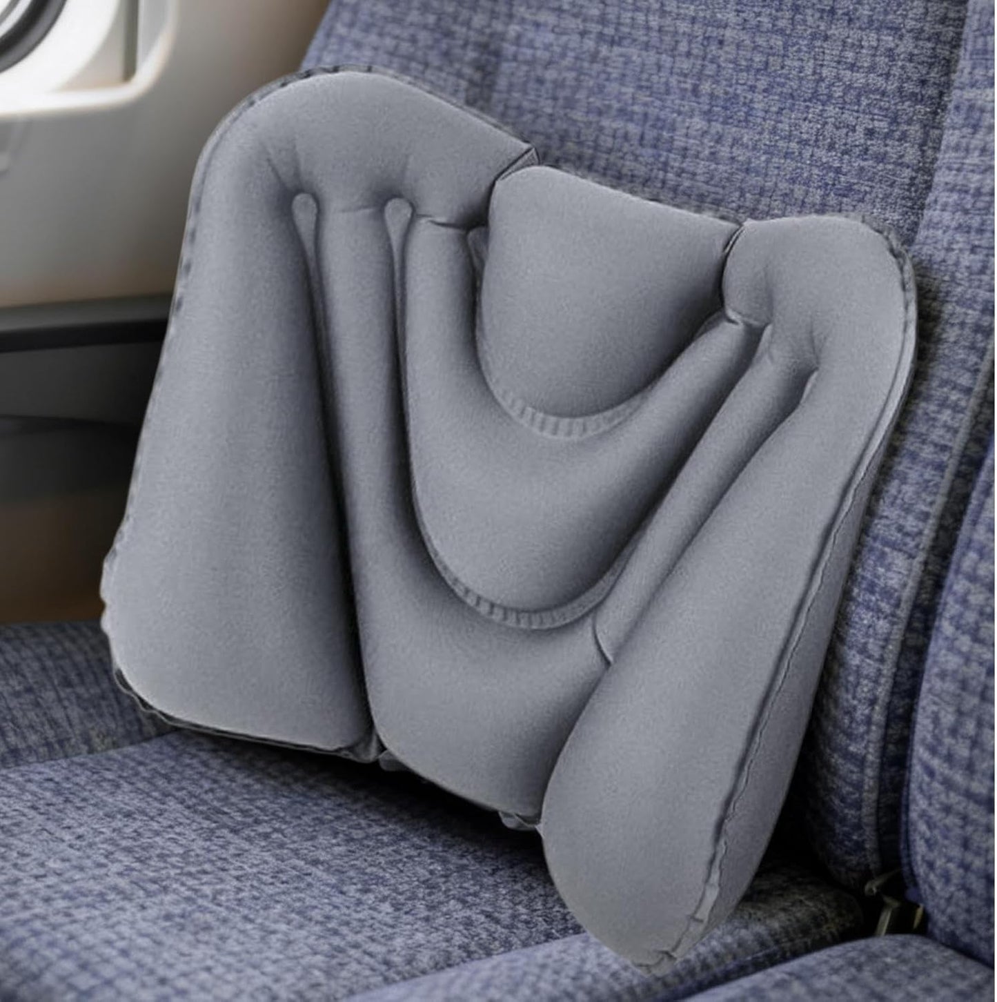Lower Back Support Pillow,Foldable Inflatable Cushion,Back Cushion Car Lumbar Support - for Travel Airplane Outdoor Home Office Chair Seat Bed Car Driving Sitting Reading