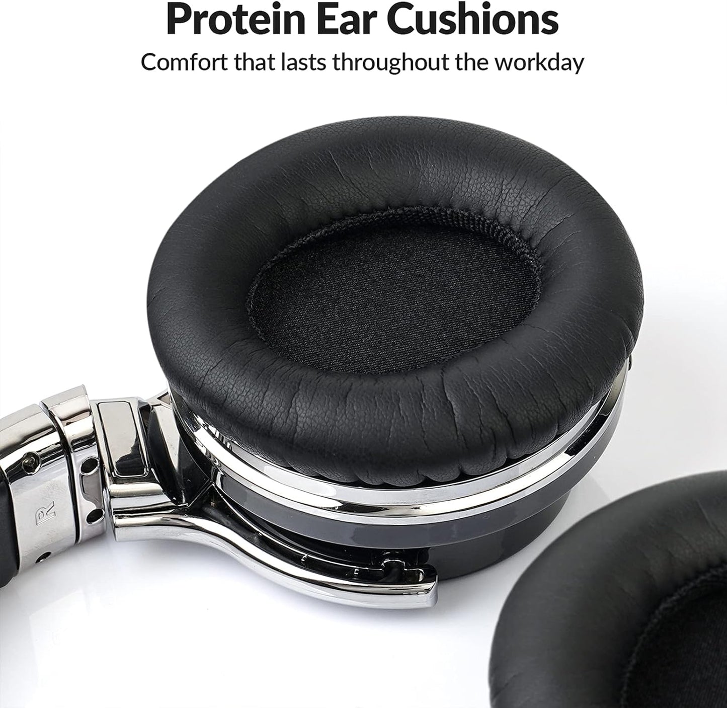 Silensys E7 Active Noise Cancelling Headphones Wireless Bluetooth Headphone with Microphone Deep Bass Over Ear, Comfortable Protein Earpads, 30 Hours Playtime for Travel/Work, Black