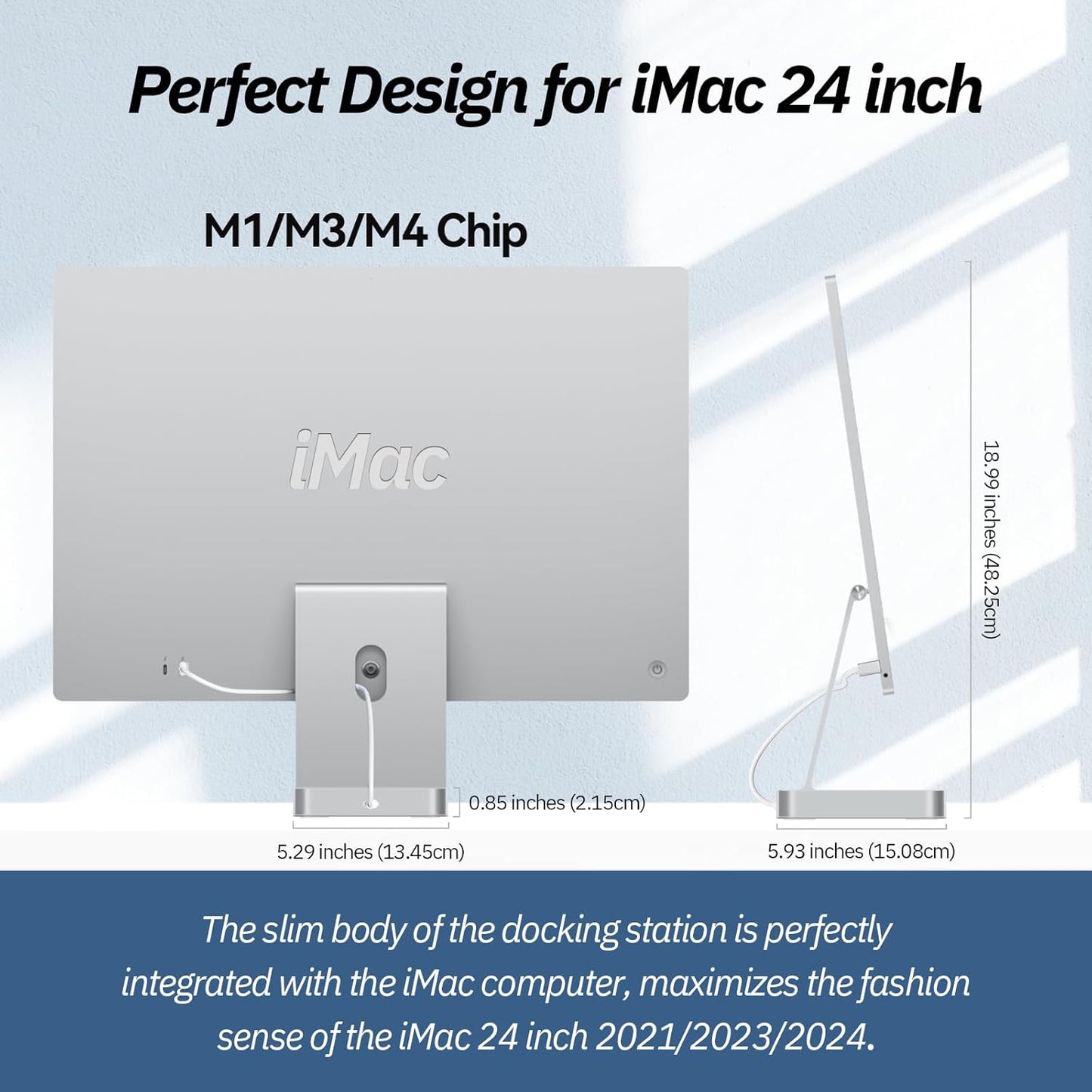 USB C Hub for iMac 24 inch 2021/2023/2024, Minisopuru iMac Hub Support M.2 NVMe SSD, iMac Accessories for iMac M1/M3/M4, iMac Adapter with USB A/C 10Gbps, SD/TF, M.2 SSD (Not Included), Silver