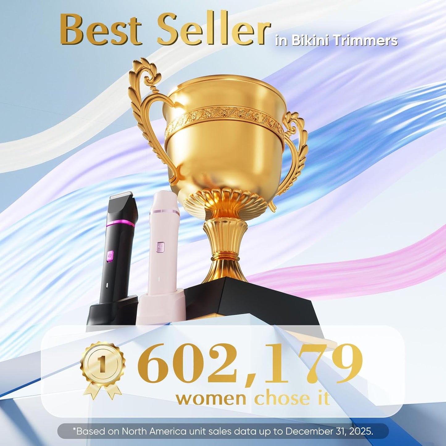Bikini Trimmer for Women - Painless Electric Razors for Silk Skin,Cordless Body Shaver for Trip,Replaceable Lady Facial Razor, IPX7 Waterproof&Easy Cleaning, Ceramic Blade, Gifts for Women