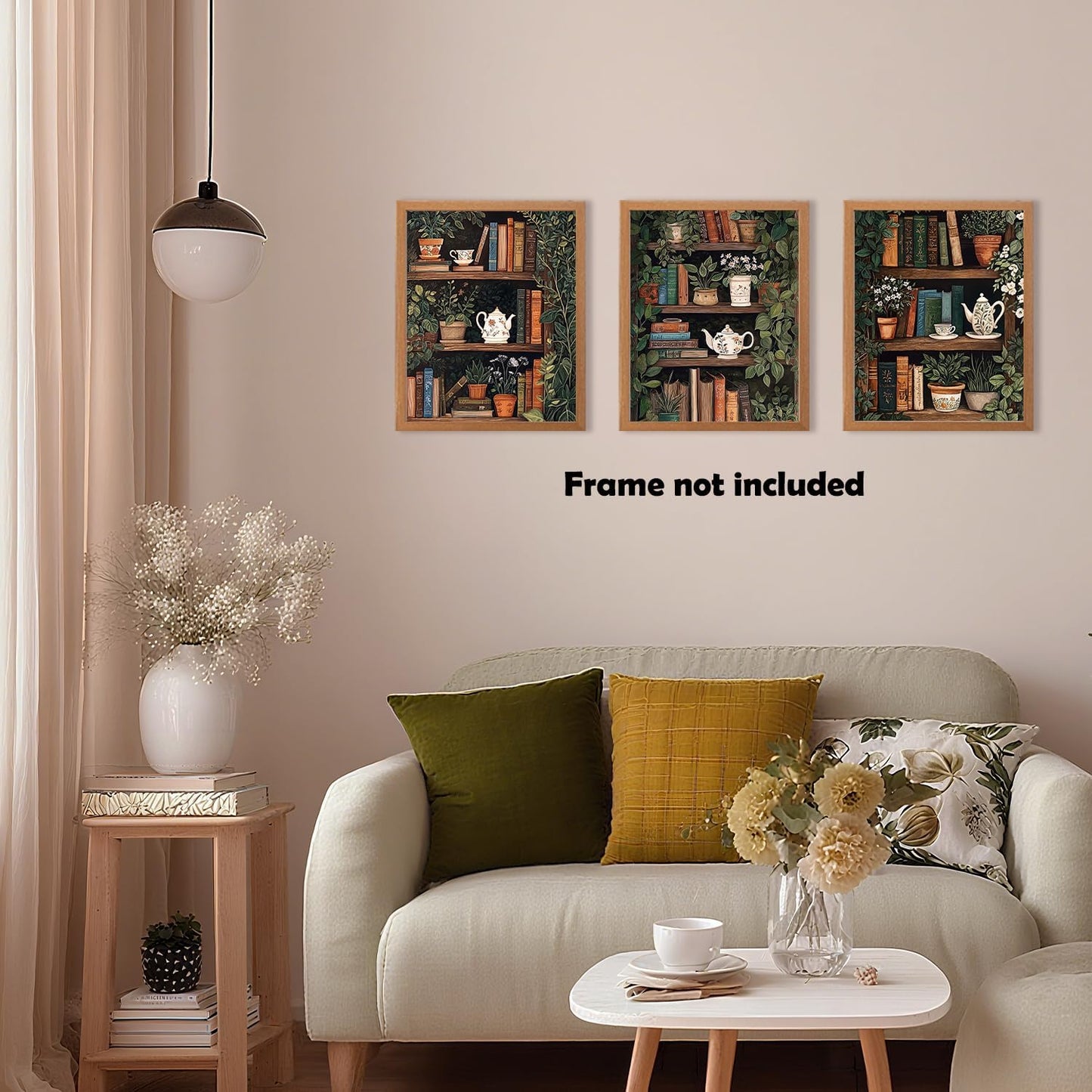 XWELLDAN Reading Bookish Book Shelf Botanical Wall Art Prints Wall Art Decor for Reading Room Bedroom Library Corner, 8x10 Inch Set of 3, Unframed