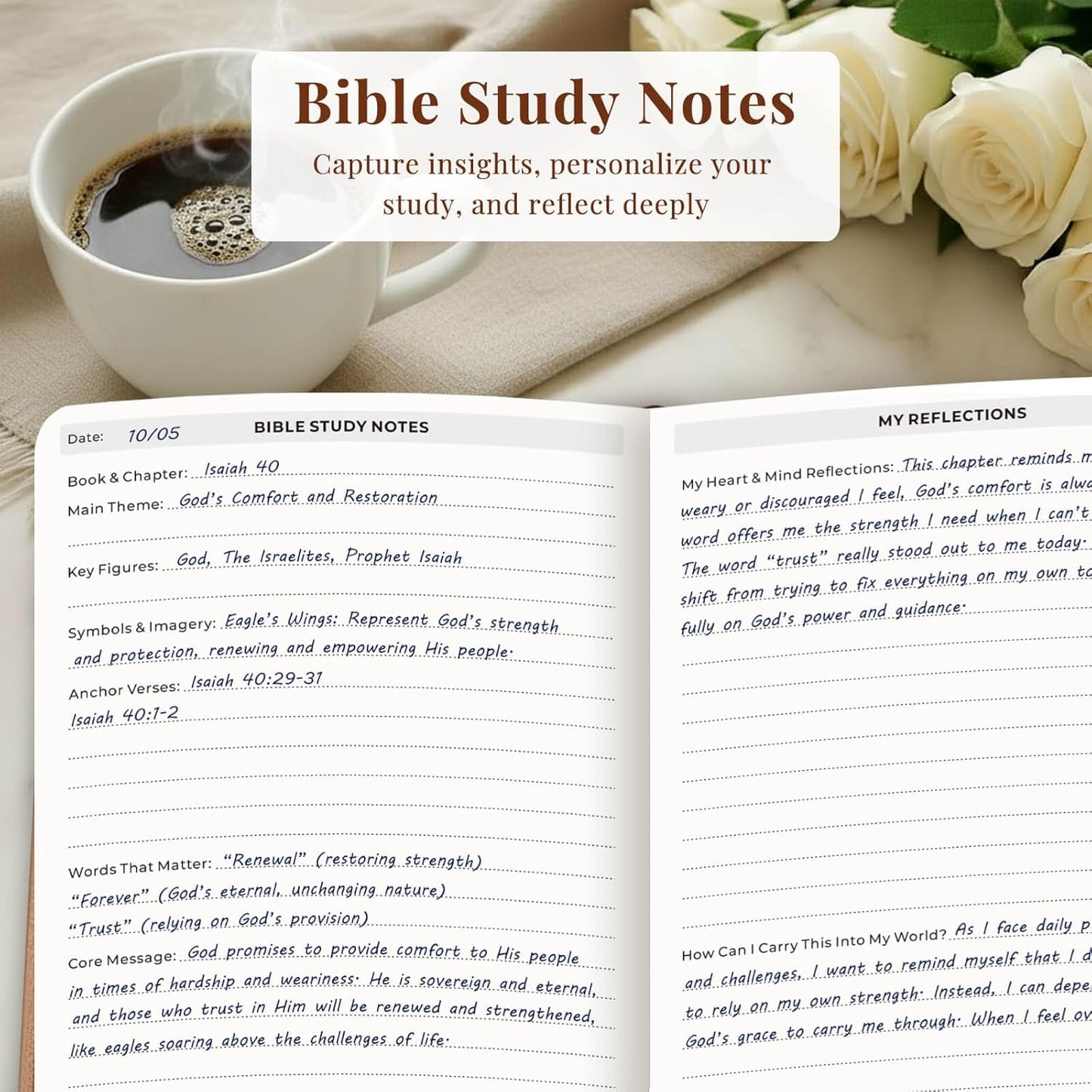 Bible Study Journal for Women – Guided Christian Notebook with Bible Reading Tracker, Prayer Prompts, Church Notes & Bible Study Supplies, Bible Journaling Kit, Beautiful Faith Gift for Her