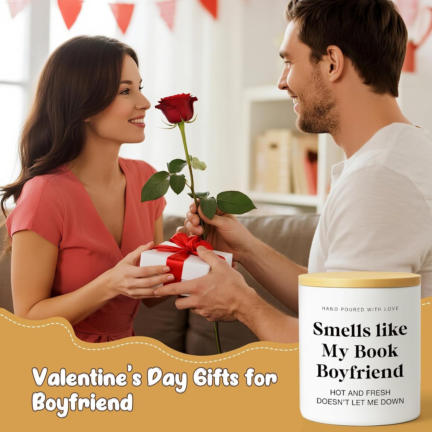 Gifts for Him Boyfriend Valentine’s Day Candle- Funny Hot Fresh Literary-Inspired Gift Anniversary Birthday Love Appreciation Gift for Him Boyfriend Relationship Candle Smells Like My Book Boyfriend