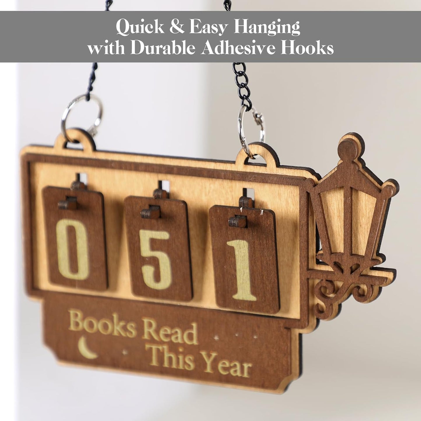 Novabright Books Read This Year Tracker Wooden Book Tracker for Reading Goal Display Bookshelf Counter Sign up to 999 Books Reading Challenge Gift for Readers, Teachers, Writers, and Library Lovers