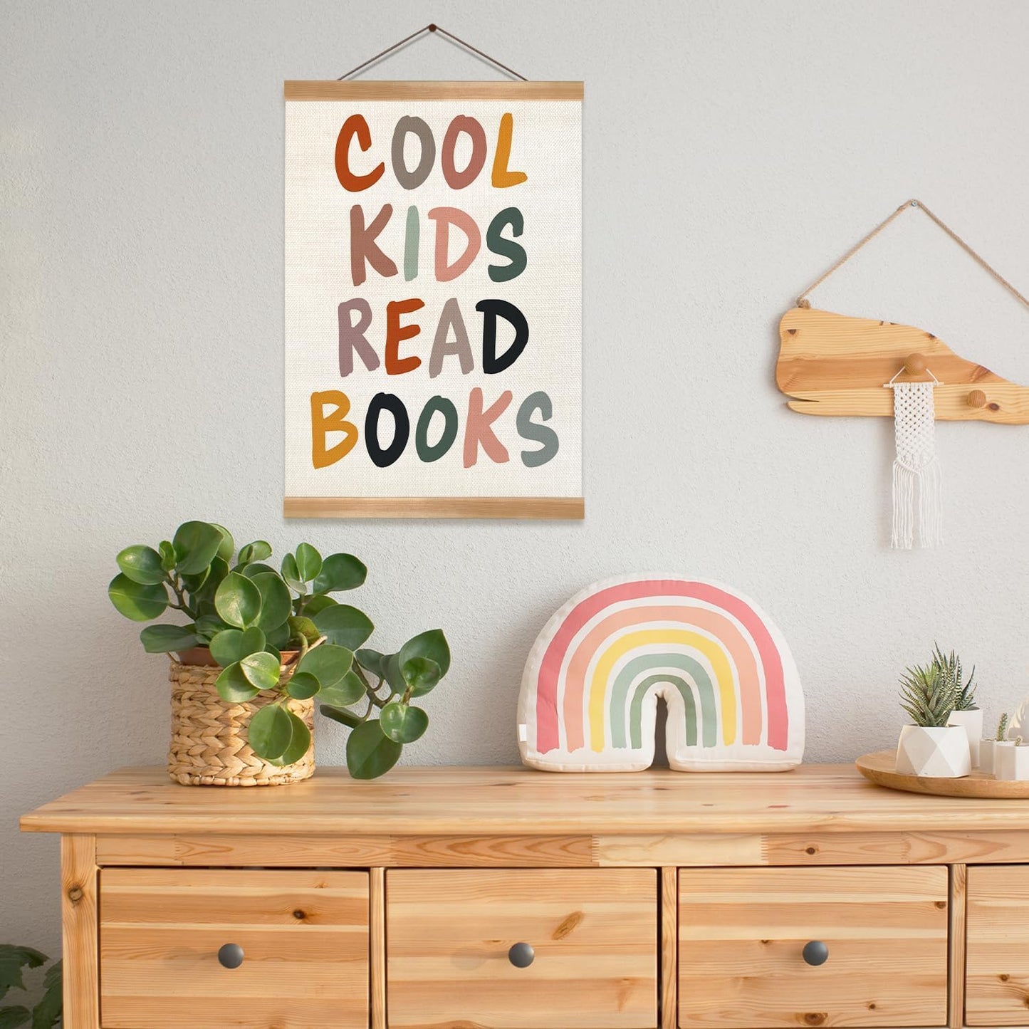 ZTGDA Cool Kids Read Books Wall Art Poster, Boho Reading Corner Wall Decor, Reading Nook Canvas Poster for Classroom Library Playroom Nursery,Kids Room Decor 12x16Inch