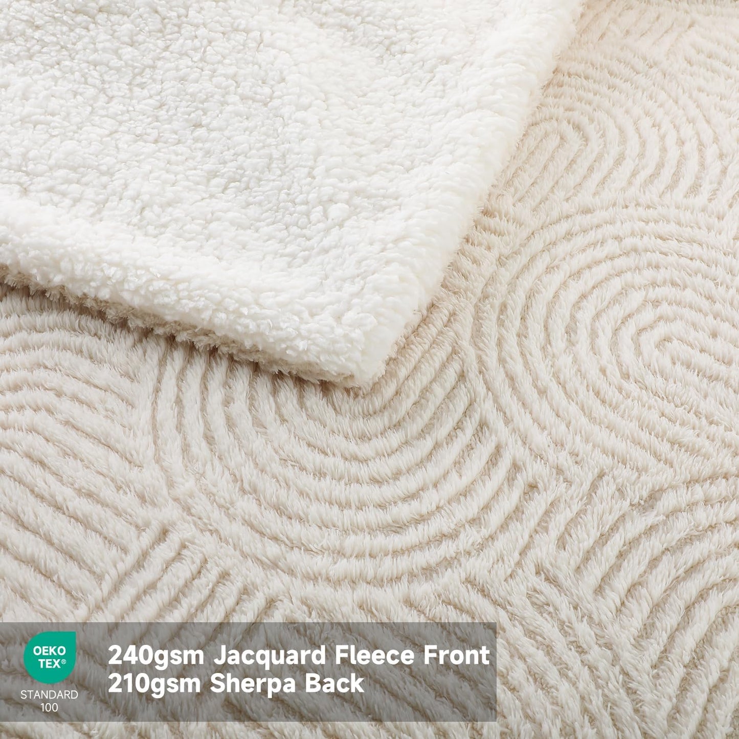 Heated Blanket King Size - 100"x90" Cozy Soft Jacquard Heating Blanket with 4 Heat Levels & 10 Hours Auto-Off, Jacquard Fleece, Overheating Protection, Warm Gifts, Cream