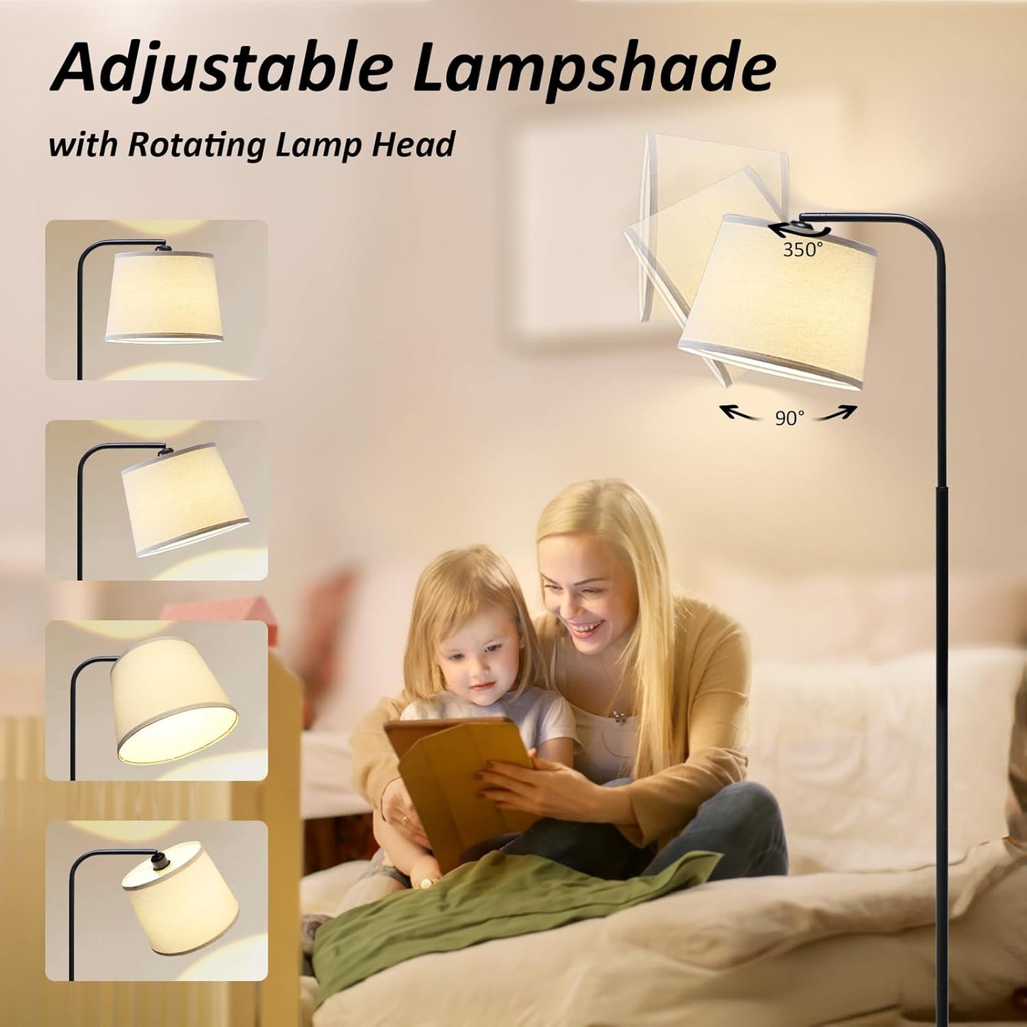 AKASUKI Floor Lamp for Living Room with 3 Color Temperatures, Foot Switch Standing Lamps for Living Room, Bedroom, Office, Arc Mordern Floor Lamp with 9W LED Bulb Included