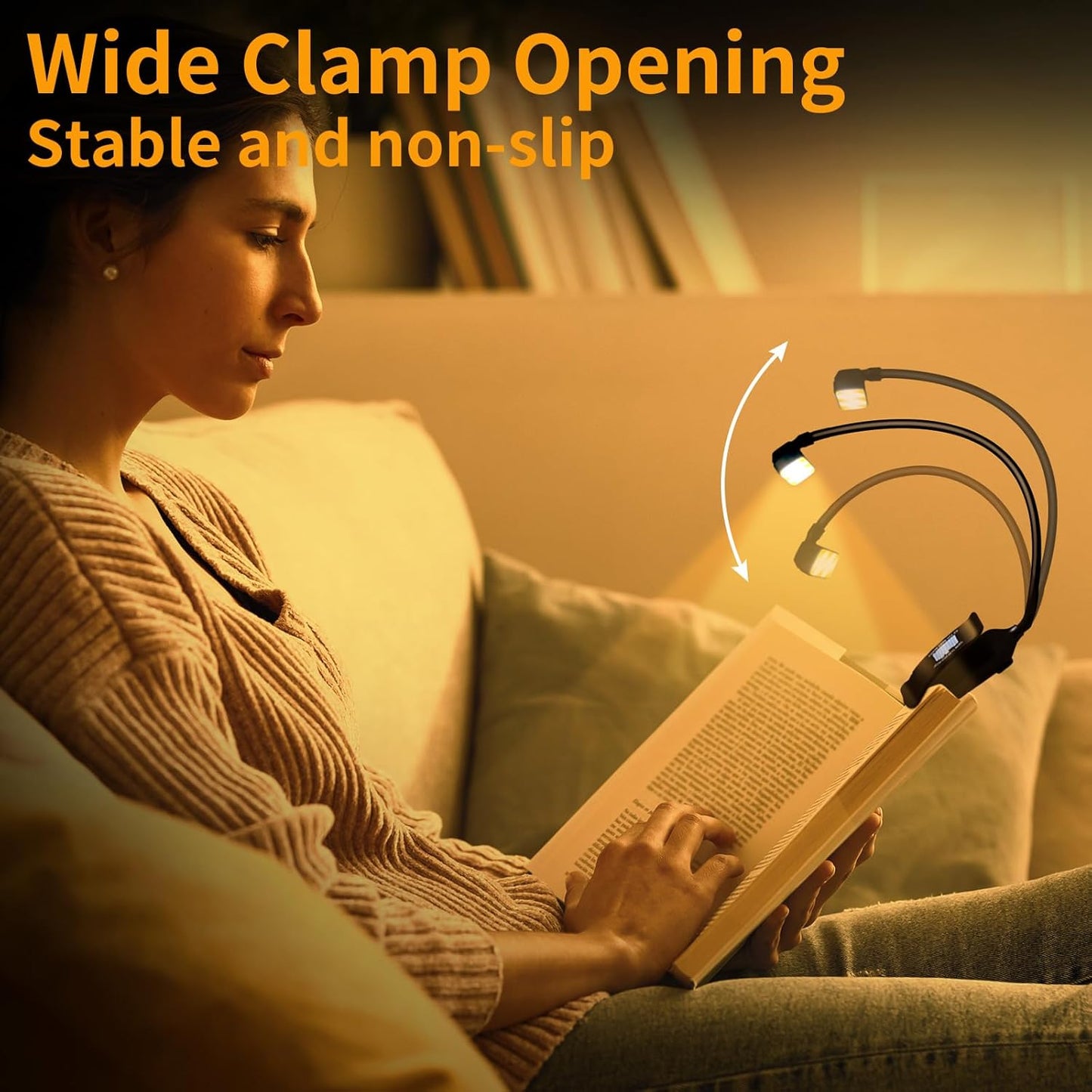 Mudder 24 LED Rechargeable Book Light Christmas Book Lover Gift for Reading in Bed with Memory Function Eye Caring 3 Color Temperatures Stepless Dimming Brightness 80 Hrs Runtime Clip on Light