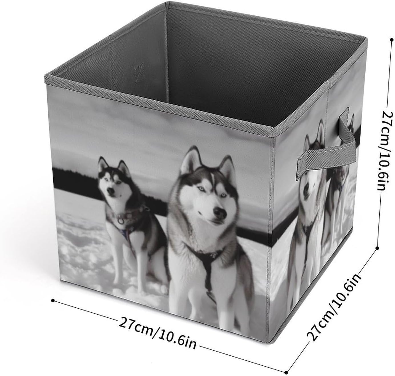 Husky Dogs Snow Storage Bins with Handles Fashion Large Storage Cubes Sturdy Foldable Storage Boxes Space-Saving Storage Baskets for Home Office Clothes Closet Organizers