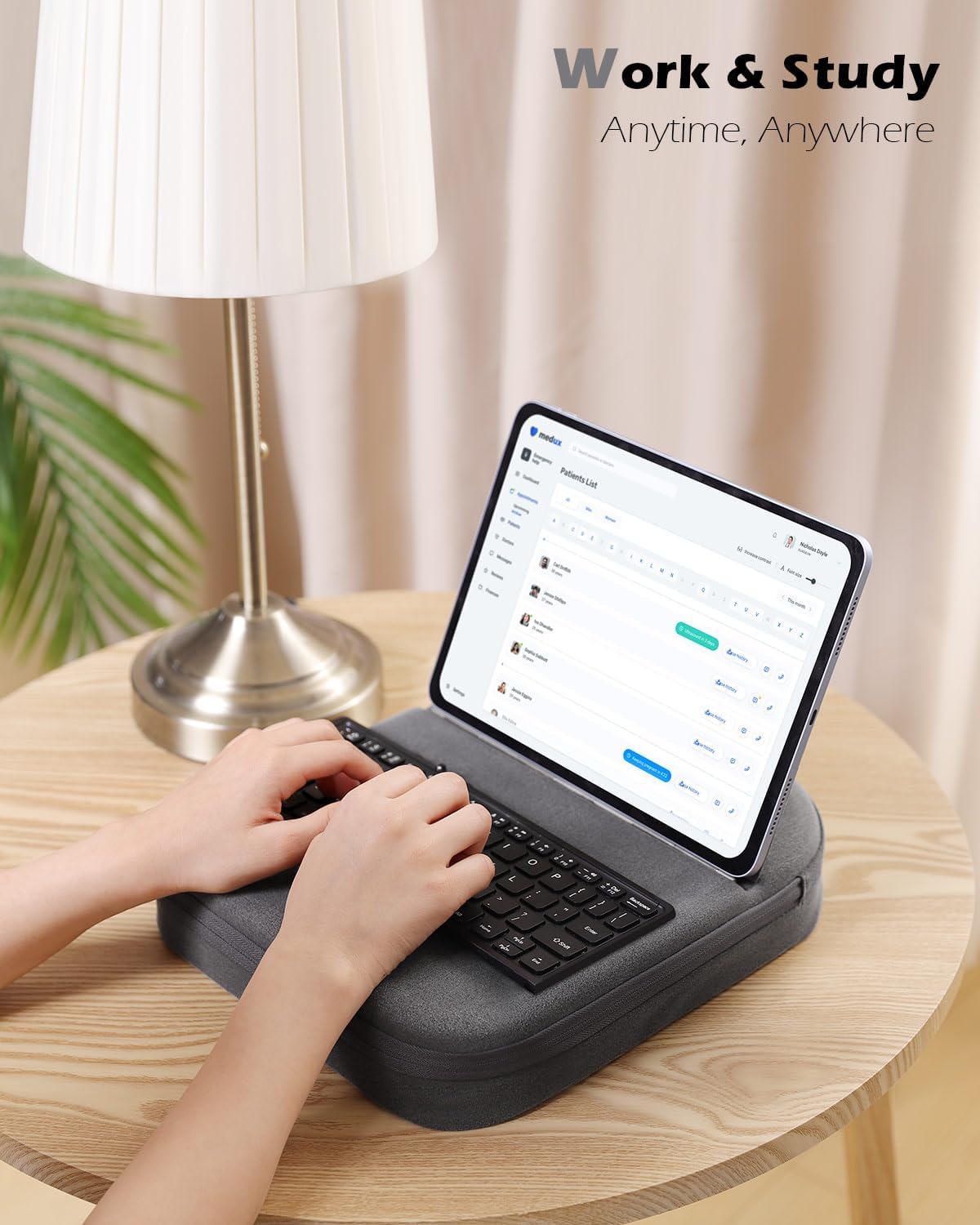 MoKo New Tablet Pillow Stand - Adjustable Viewing Angles Design, Tablet Pillow Holder for Lap/Bed/Desk, with Stylus Pen Holder, Compatible with iPad Pro 11/10.9/10.2 Up to 11", Phone, Book, Gray