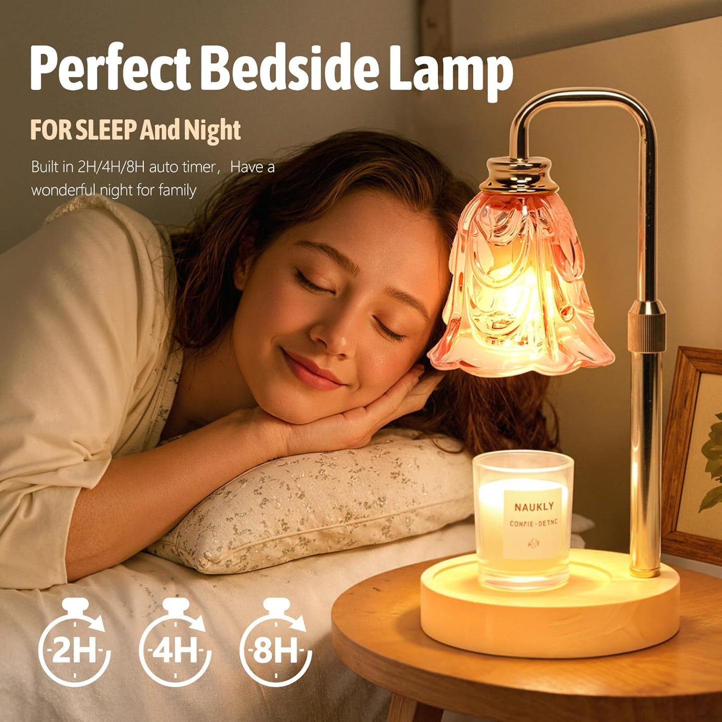 Candle Warmer Lamp with Timer Electric Adjustable Height Candle Warmer Dimmable Wax Warmer Lamp Jar Candles with 2 Bulbs for Home Decor & Office