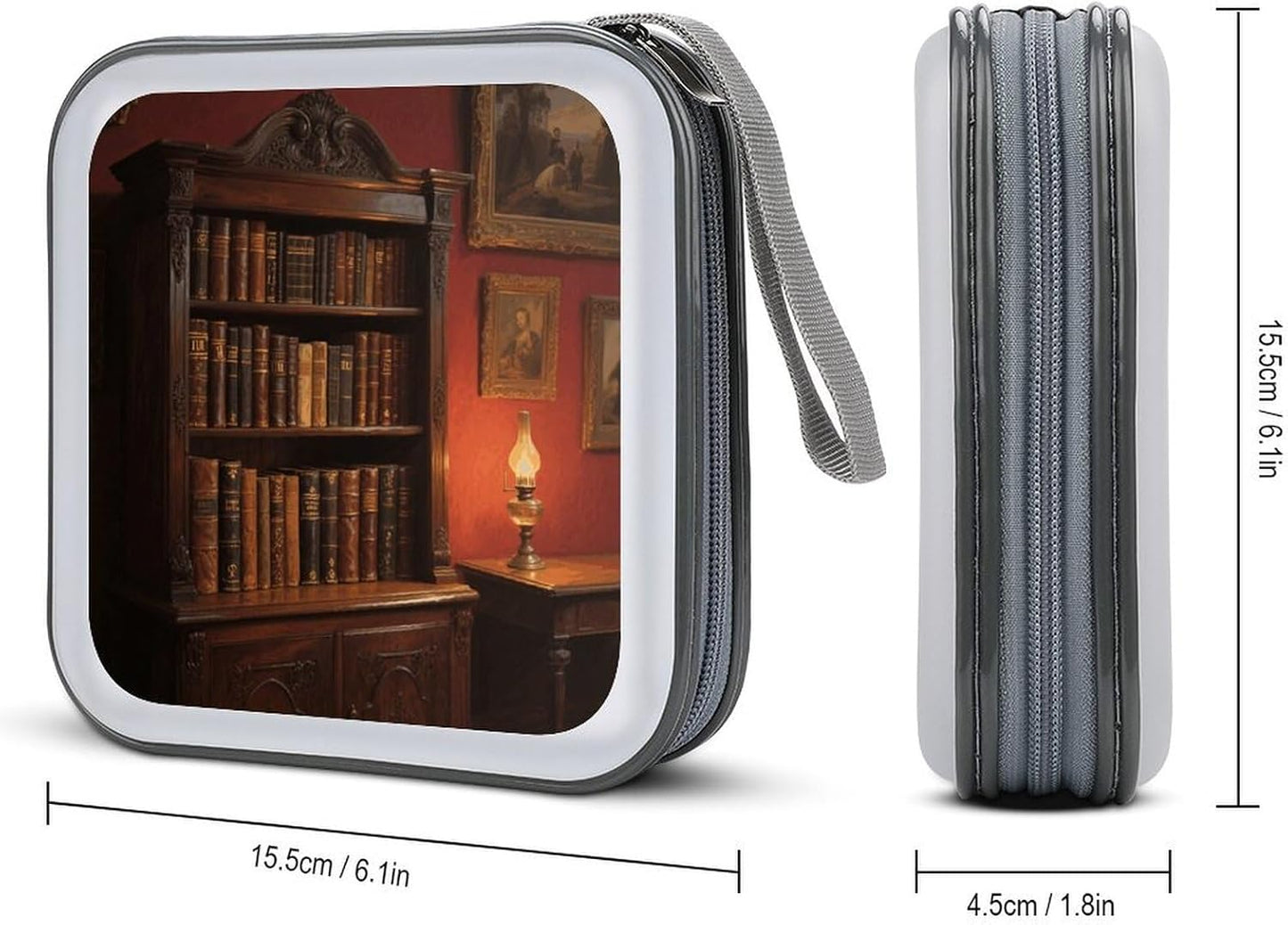 Bookshelf DVD Case With Zipper Portable CD Case Hardshell DVD VCD Binder Storage Box EVA Protective Blu-ray Wallet 40 Capacity CD Wallet Movie Music Media Disc Wallets