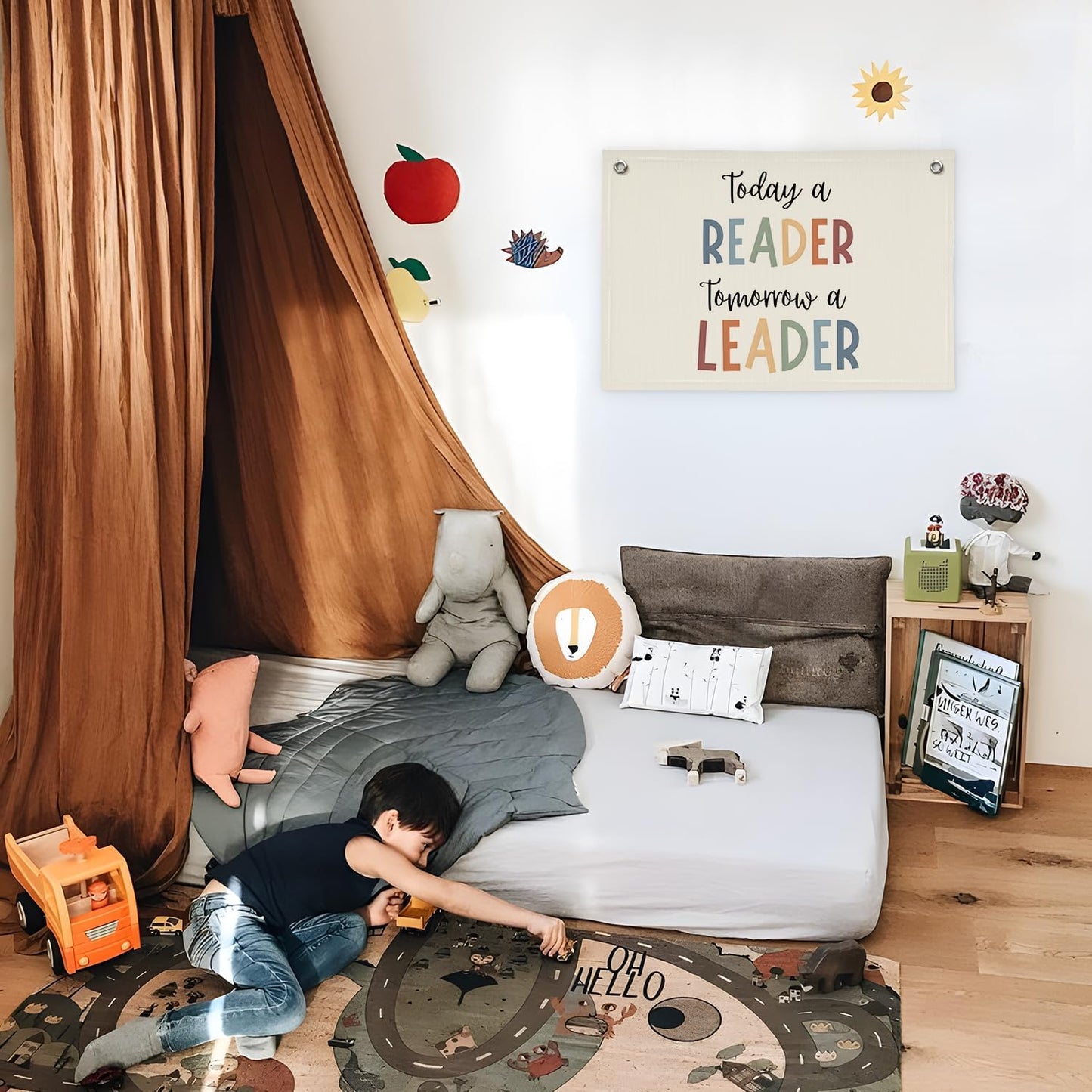 Classroom Decor Today A Reader Tomorrow A Leader Canvas Banner,Classroom Must Haves Reading Corner,Boho Classroom Decor,Bookshelf Decor Wall Art Toddler Girl Room Decor Flag Banner 30x20 Inch