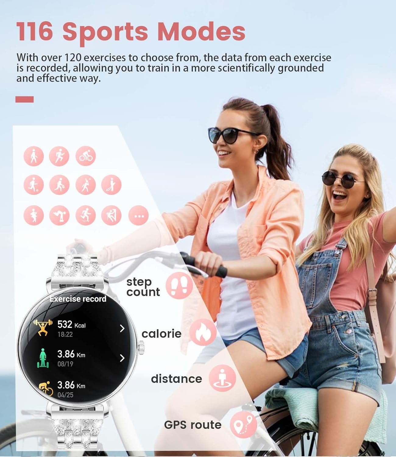 LIGE Ultra-Thin Smart Watch for Women(Answer/Make Calls),1.43" Always-on Display Smart Watch with Heart Rate,Clories Tracker 100+ Sports Modes, Women Smartwatch for Android iOS (Silver-FV17-G)