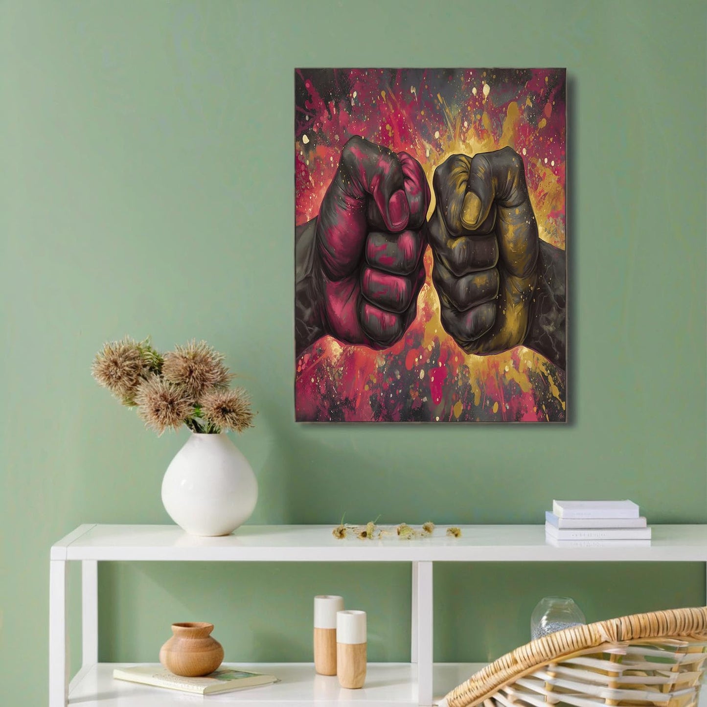 GDJSMIN Street Art Style Wall Art, Graffiti Fist Painting Poster for Reading Room Living Room Decor 24 x 36 inch Unframed