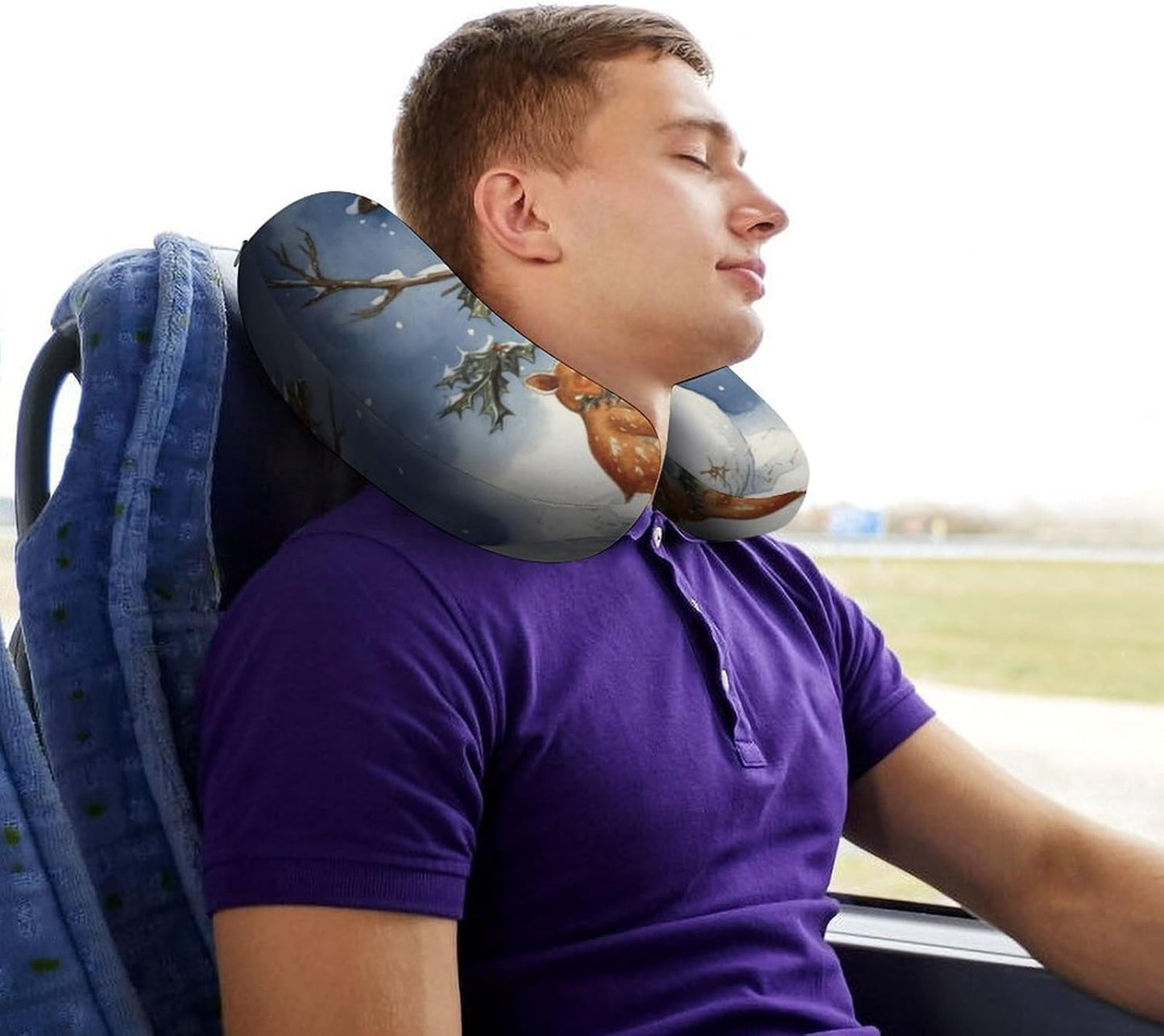 Winter Snowman Neck Pillow Memory Foam U Shaped Pillows Portable Pillows for Shoulder Travel Head Support Pillow with Concealed Zipper for Airplane Car Home Office