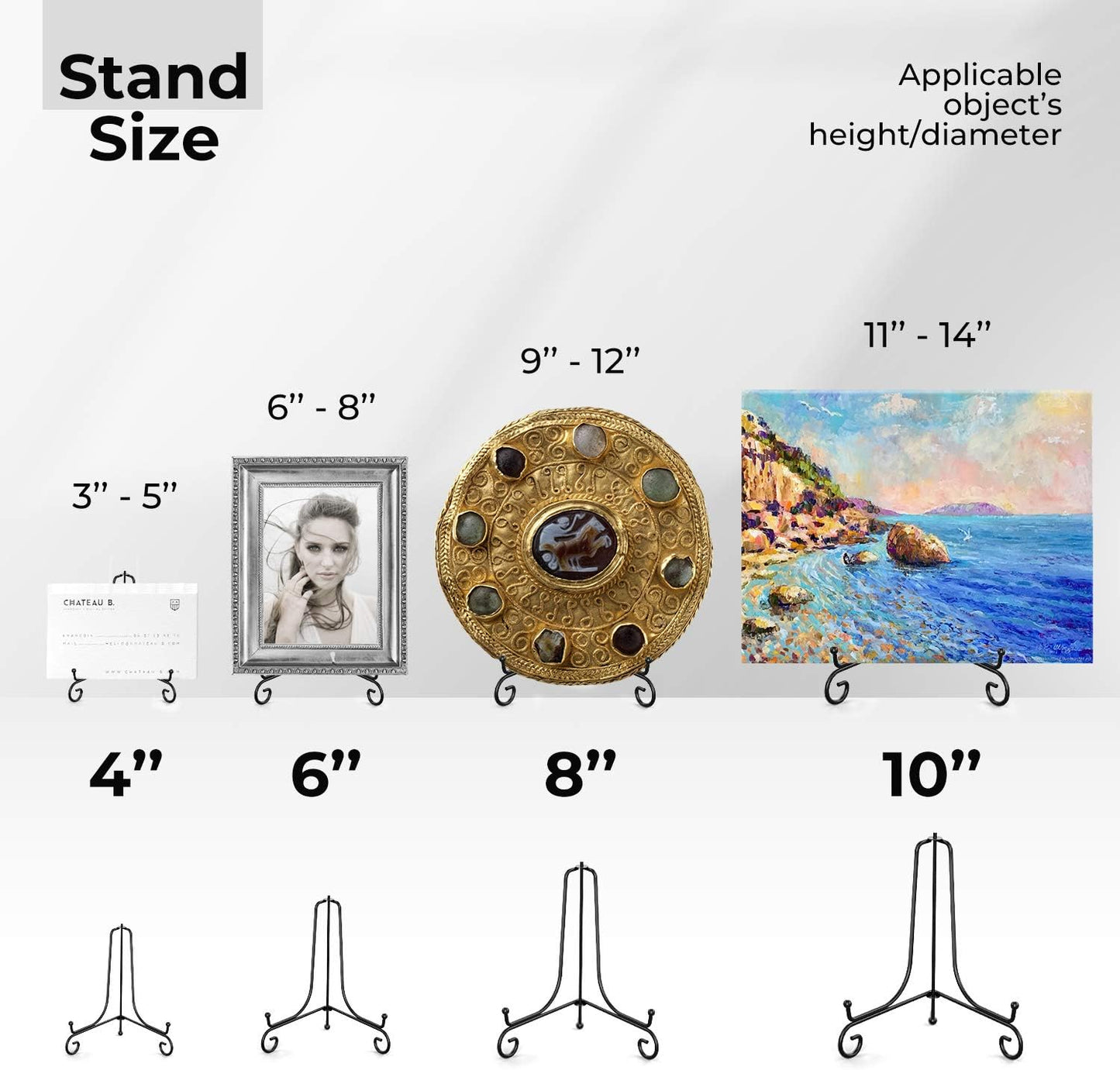 TR-LIFE Plate Stands for Display - 8 Inch Plate Holder Display Stand + Metal Easel Stand for Picture Frame, Decorative Plates, Book, Photo, Collectibles (2 Pack)