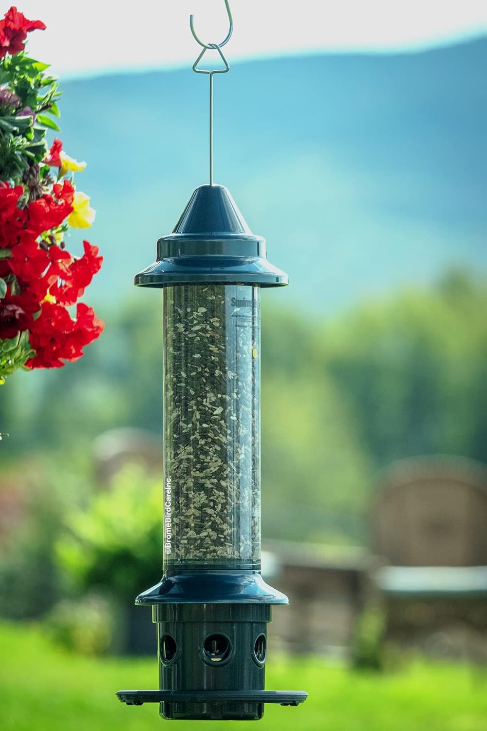 Squirrel Buster Plus Squirrel-proof Bird Feeder w/Cardinal Ring and 6 Feeding Ports, 5.1-pound Seed Capacity, Adjustable, Pole-mountable (POLE ADAPTOR SOLD SEPARATELY), Green