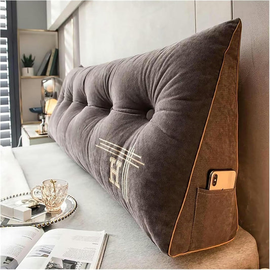 Headboard Wedge Triangular Bed Rest Reading Pillow Backrest Body Bolster Cushion Positioning Support Long Bolster Pillow for Daybed with Removable Cover