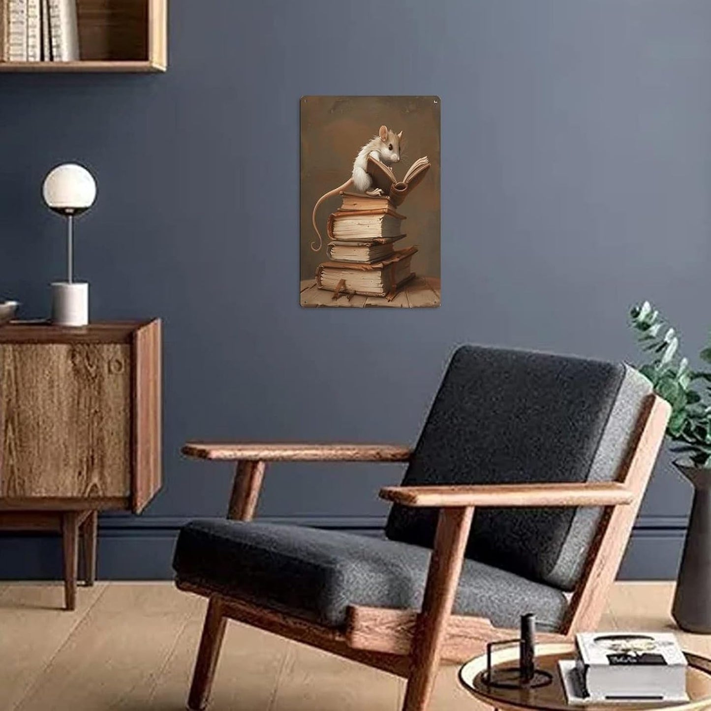 QMNVBDS Reading A Book Metal Signs Hanging Poster Vintage Hanging Photo Art Home Decor Hanging Picture Display Wall Decorations Art Hanging Poster for Coffee Wall