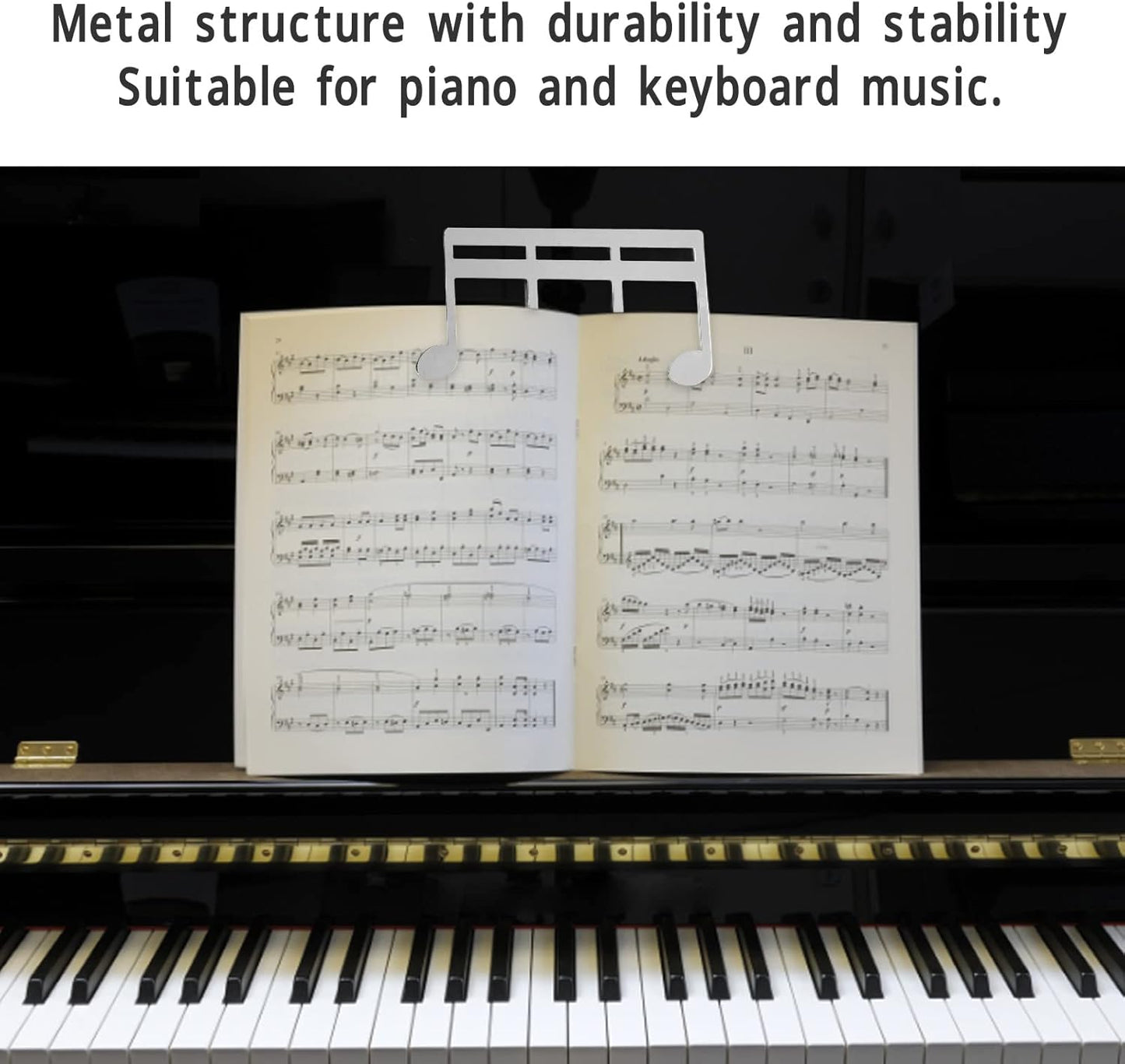 Sheet Music Clip Metal Note Pattern Delicate Music Book Clip Page Holder for Piano Guitar Music Lovers Metal Structure Lightweight Compact Design (Silver)