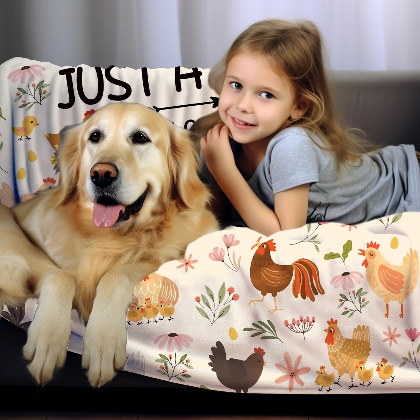 Funny Chicken Blanket for Adults Teens Girls,Chicken Blankets and Throws Just A Girl Who Loves Chickens,Chickens Gifts for Women Animal Lovers 60"x50"