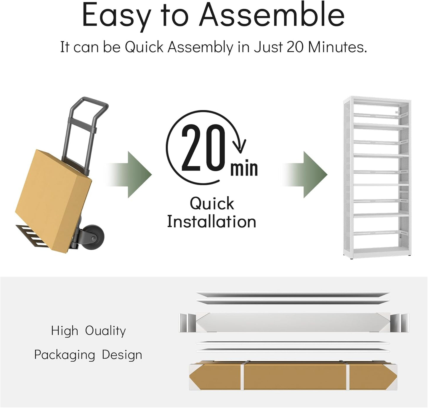 [Heavy Duty] Metal 5 Tier Bookshelf, 68" Tall Bookcase, Large Open Storage Shelf, Floor Standing Bookshelves and Bookcases for Home Office, Library, Living Room, Bedroom, White, Assemble Required