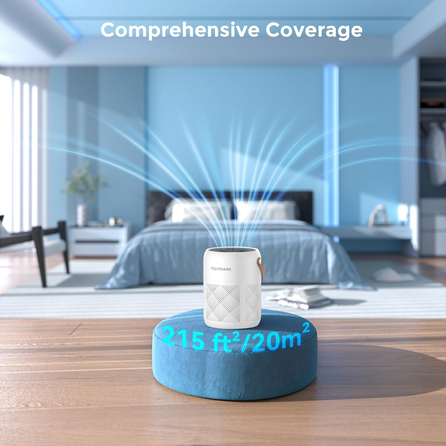 FULMINARE Air Purifiers for Home Bedroom H13 True HEPA Air Purifier, 3 Speeds, Timer, Quiet Air Cleaner With Night Light, Portable Small Desk Air Purifier for Smoke, Kitchen, Office, White