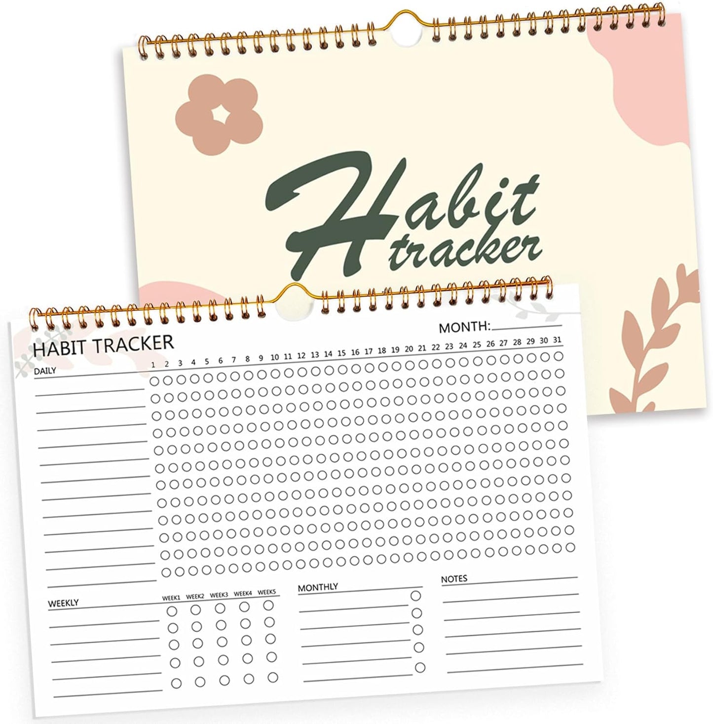 Habit Tracker Calendar - 12 Months Undated Daily Goal and Habit Tracker, Habits Tracker Journal Planner with Spiral Binding, Great Productivity Tool and Workout Calendar, 11.7"x8.5"