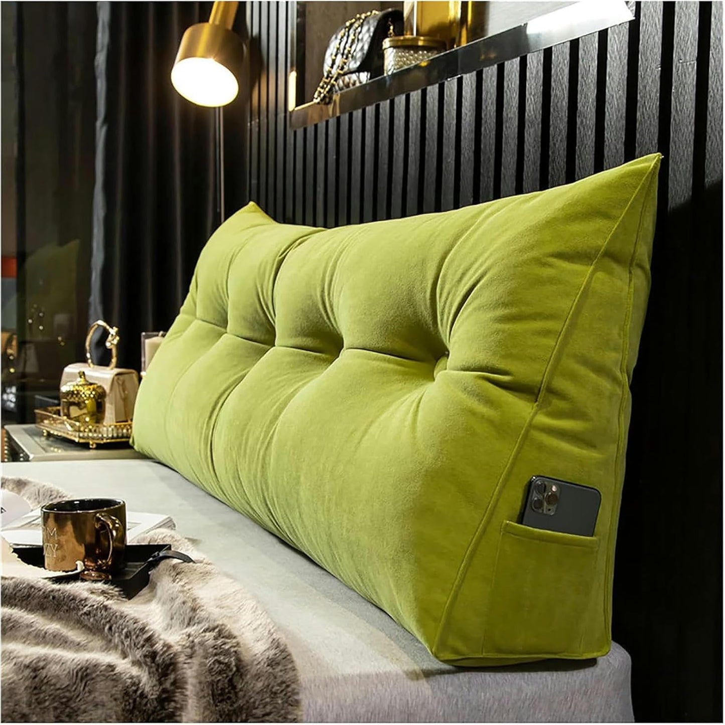 Comfortable Lumbar Bed Pillow Rest Reading Pillow Backrest Cushion Triangular Headboard Pillow Bed Large Wedge Pillow for Bay Window Tatami Sofa Bedroom