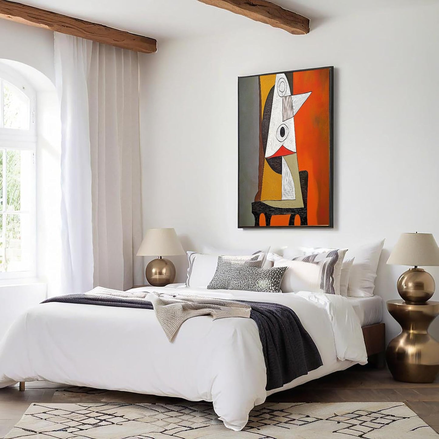 GDJSMIN Abstract Design Wall Art, Orange Geometric Triangle Graphic Poster for Reading Room Living Room Decor 24 x 36 inch Unframed