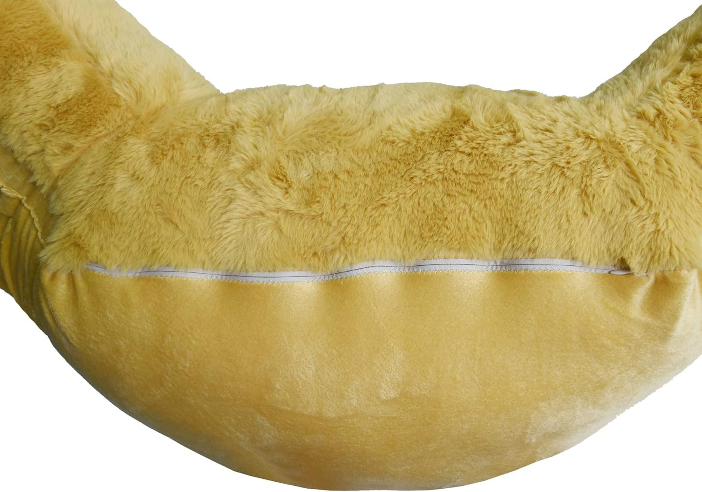 Faux Fur Reading Pillow Cover (Cover ONLY, NO Filler) for Shredded Stuffings, Removable Bed Rest Pillow Cover with Arms Pockets (Zipper Length 15.8"), 30 Inch High, Yellow