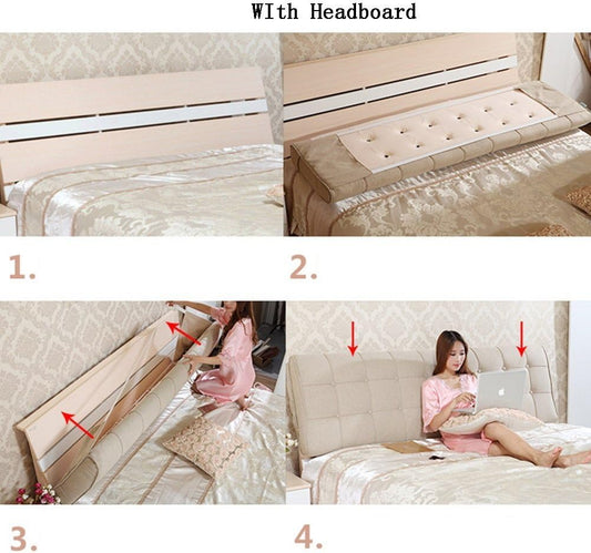 Headboard Bedside Cushion Pads Soft Case Multifunction Easy to Clean, 4 Colors, 6 Sizes (Color : 3#, Size : with headboard-120cm)