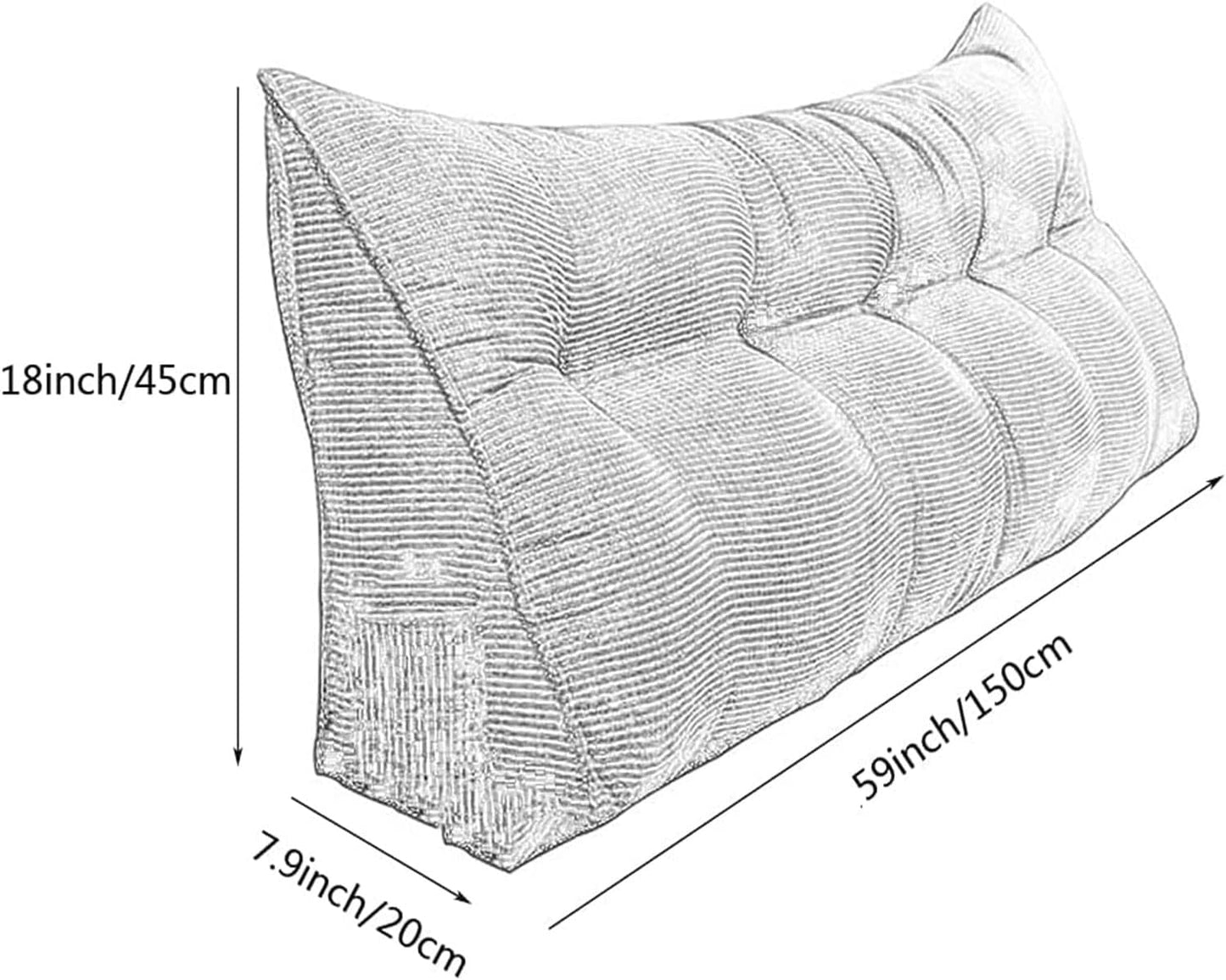 Reading Large Headboard Backrest Triangular Pillow Positioning Support Wedge Pillow for Bed Bolster Sofa Tatami Removable(Size:150x20x45cm(59x7.8x17.8),Color:Blue)