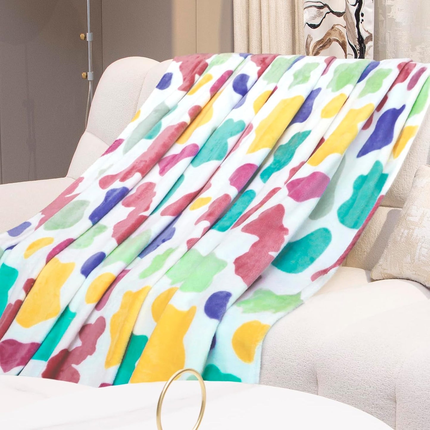 Fleece Blankets Twin Size for Bed Couch, Ultra Soft Plush Rainbow Twin Throw Blanket for Women Teen Girs, Colorful Home Room Decor, Cozy Gifts for Birthday Graduation 60x80 Inches