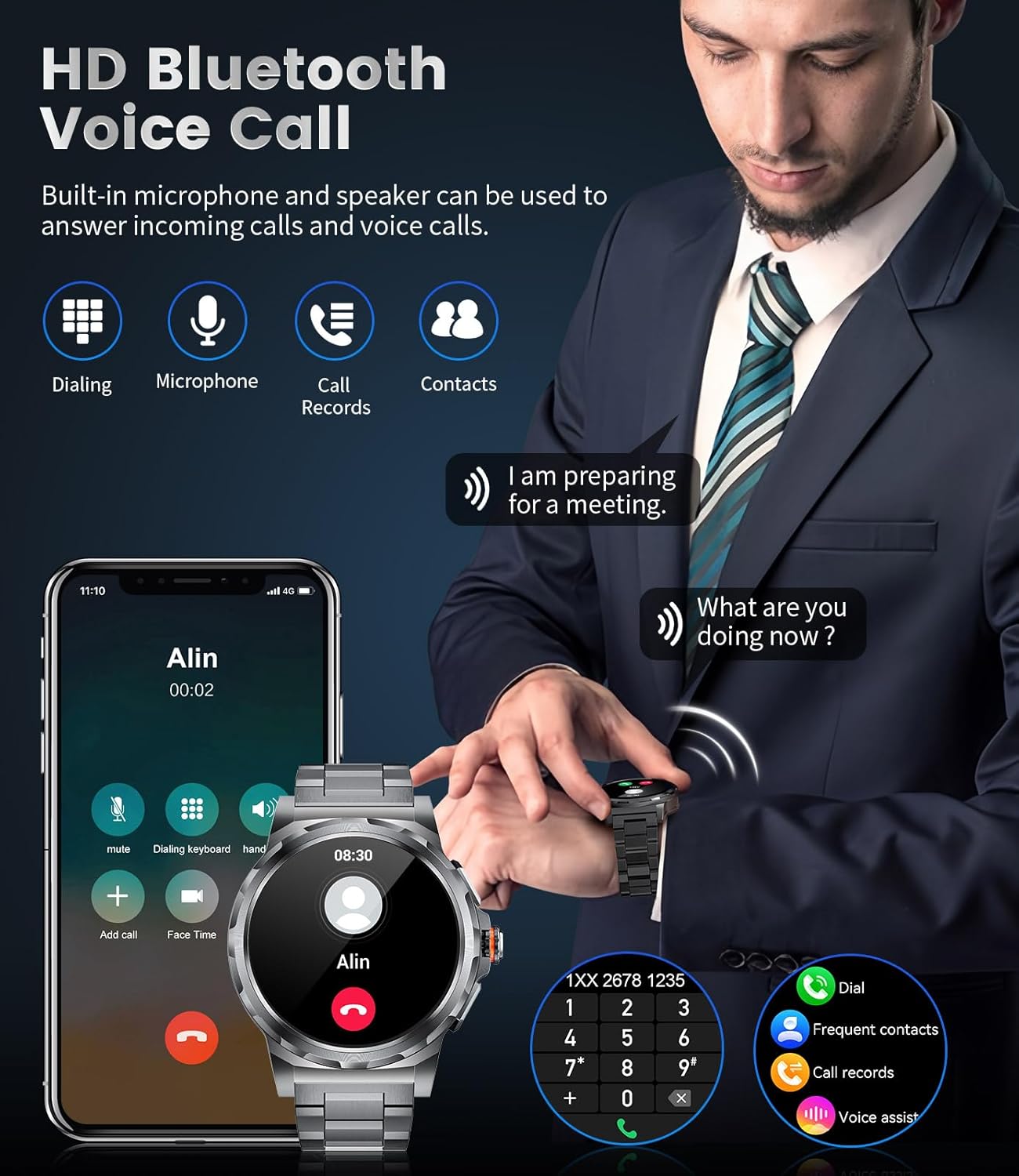 LIGE Military Smart Watch for Men(Answer/Make Call),1.43" HD AMOLED Rugged Smartwatch for iPhone Android Phone,Fitness Watch,Black Sport Watch with 120+ Sport Modes/5ATM Waterproof